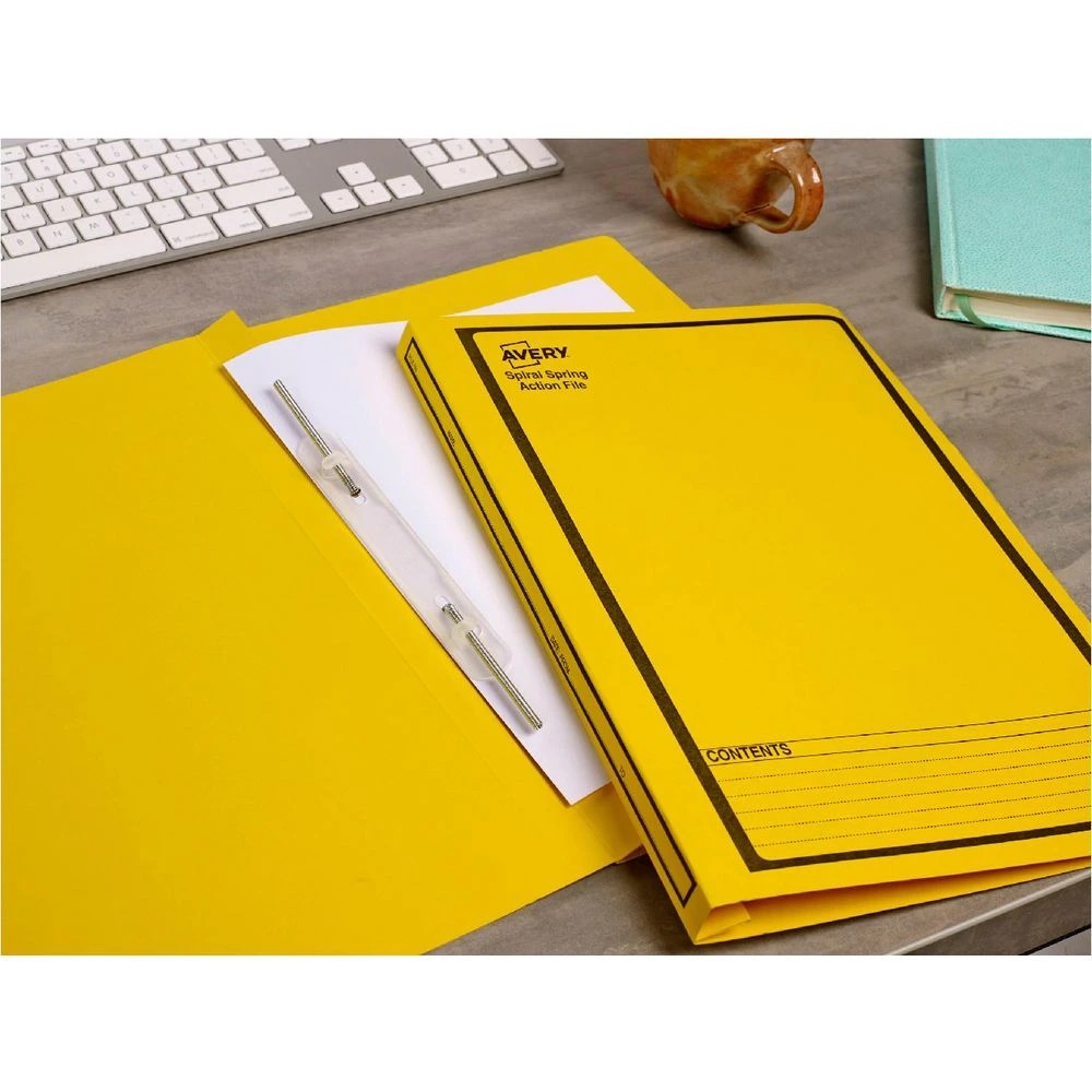 4 Avery Foolscap Spiral Spring Files Yellow 5 Pack, 4 of 4