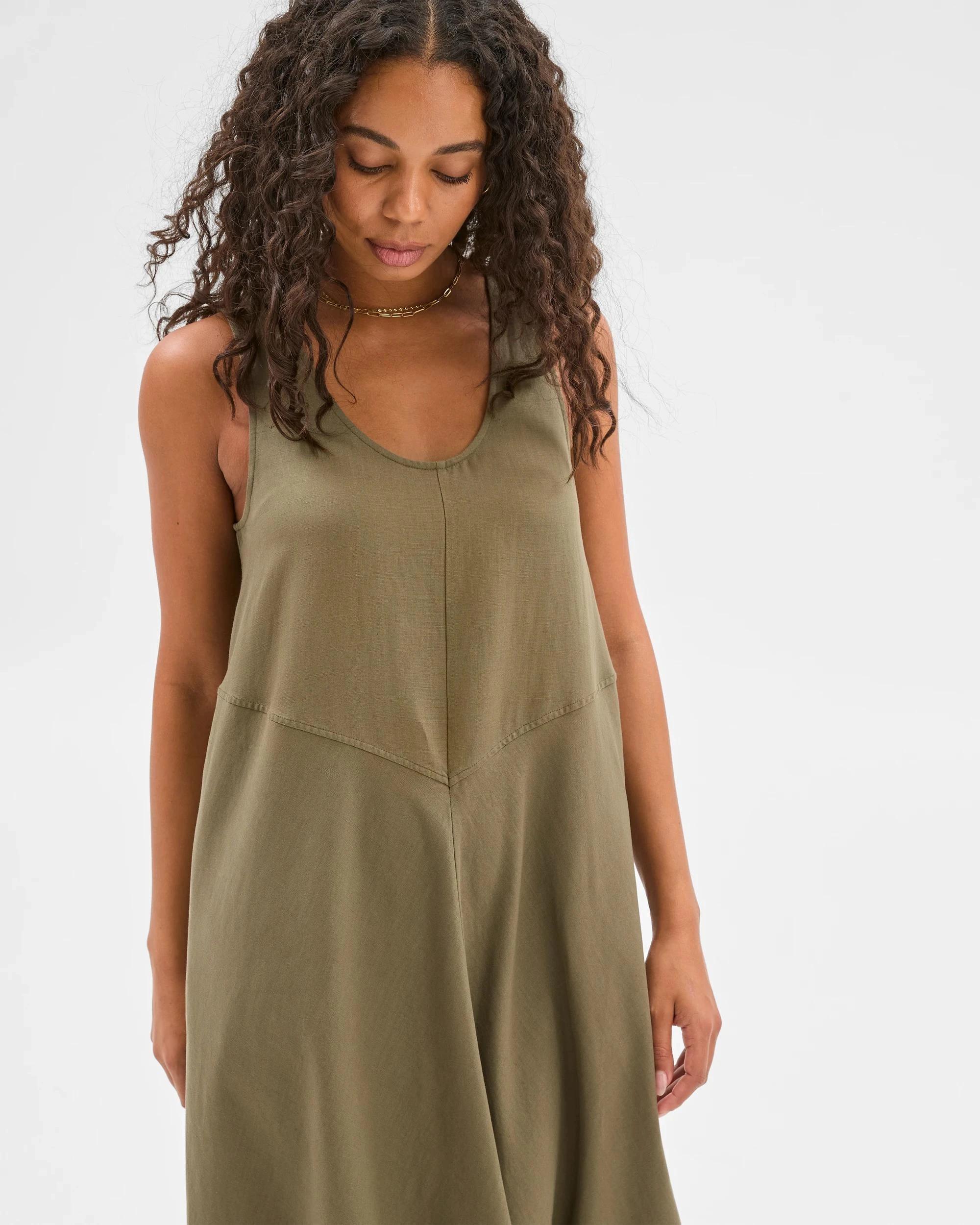 4 Target Seam Detail Midi Dress DUSTY OLIVE, 4 of 5