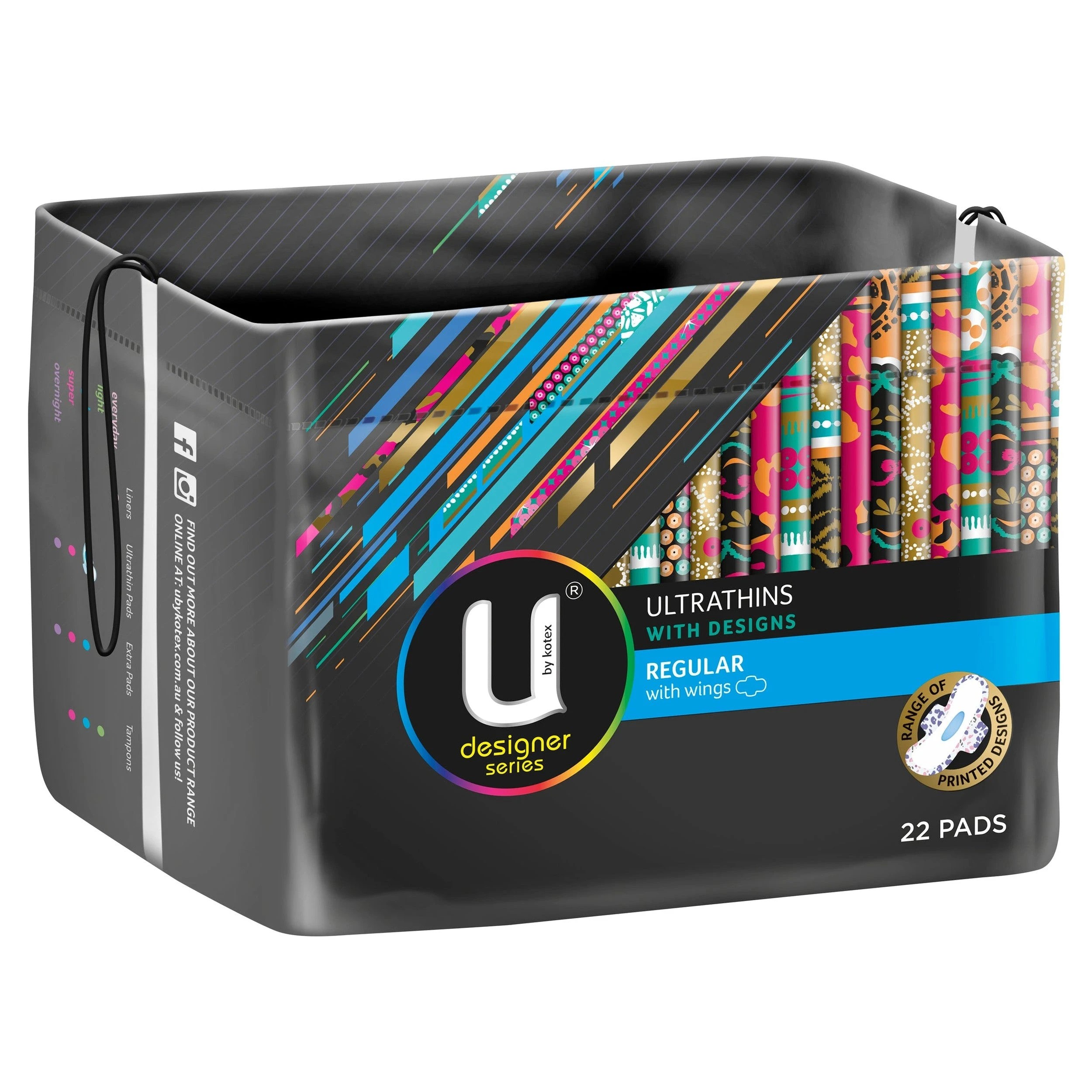 1 U By Kotex Designer Series Regular Wing Ultrathin Pads 22 Pack, 1 of 4