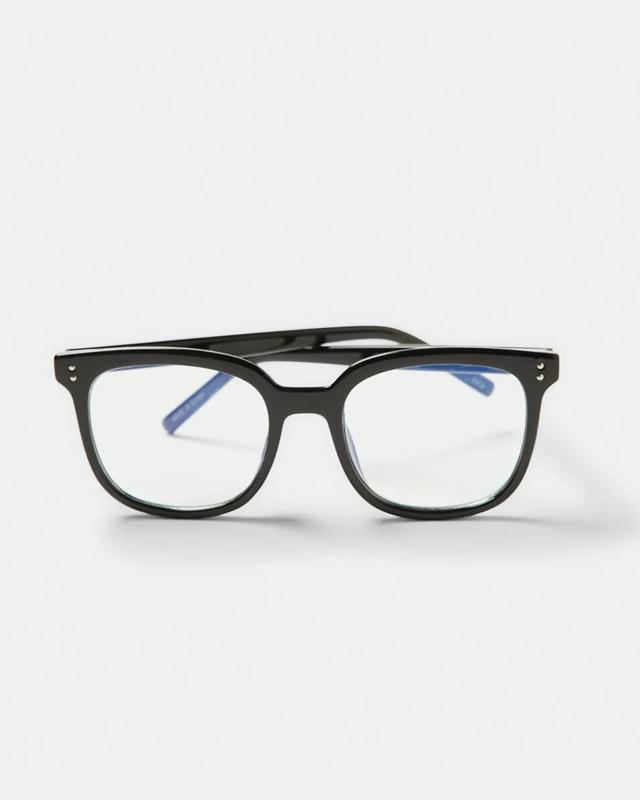 Black Frame Blue Lens Gla