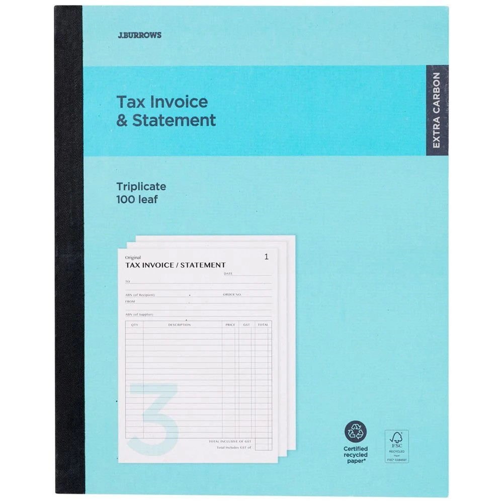 1 J.Burrows Carbon Triplicate Invoice Statement Book 100 Leaf, 1 of 1