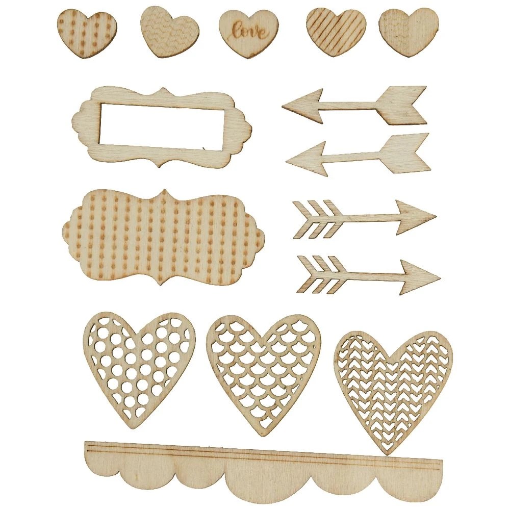 2 Born Wooden Sticker Sheet 90 x 110mm Hearts, 2 of 2