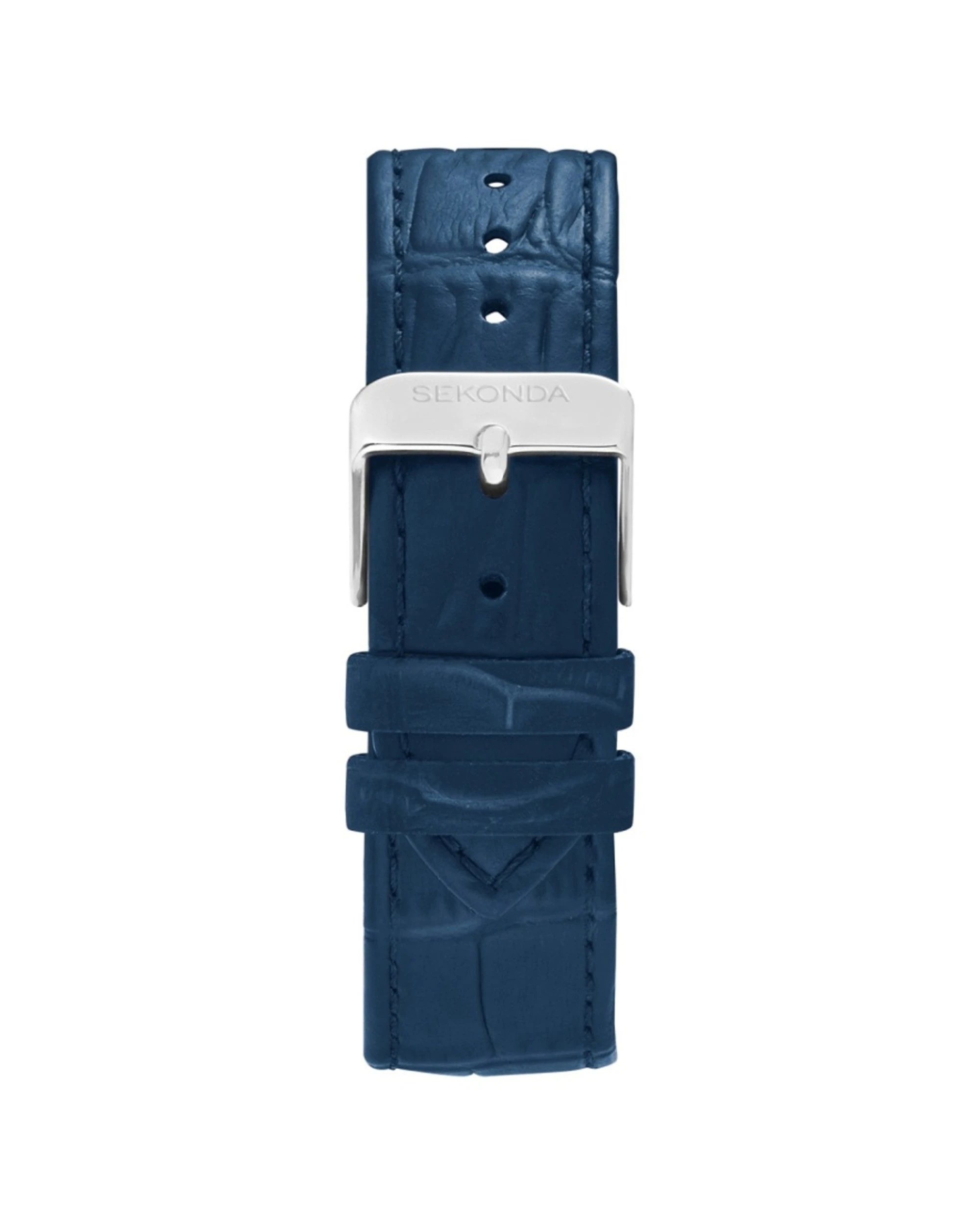 3 Sekonda Men's Clement Watch Guilloche Dial Blue Leather Strap 28x37mm, 3 of 6