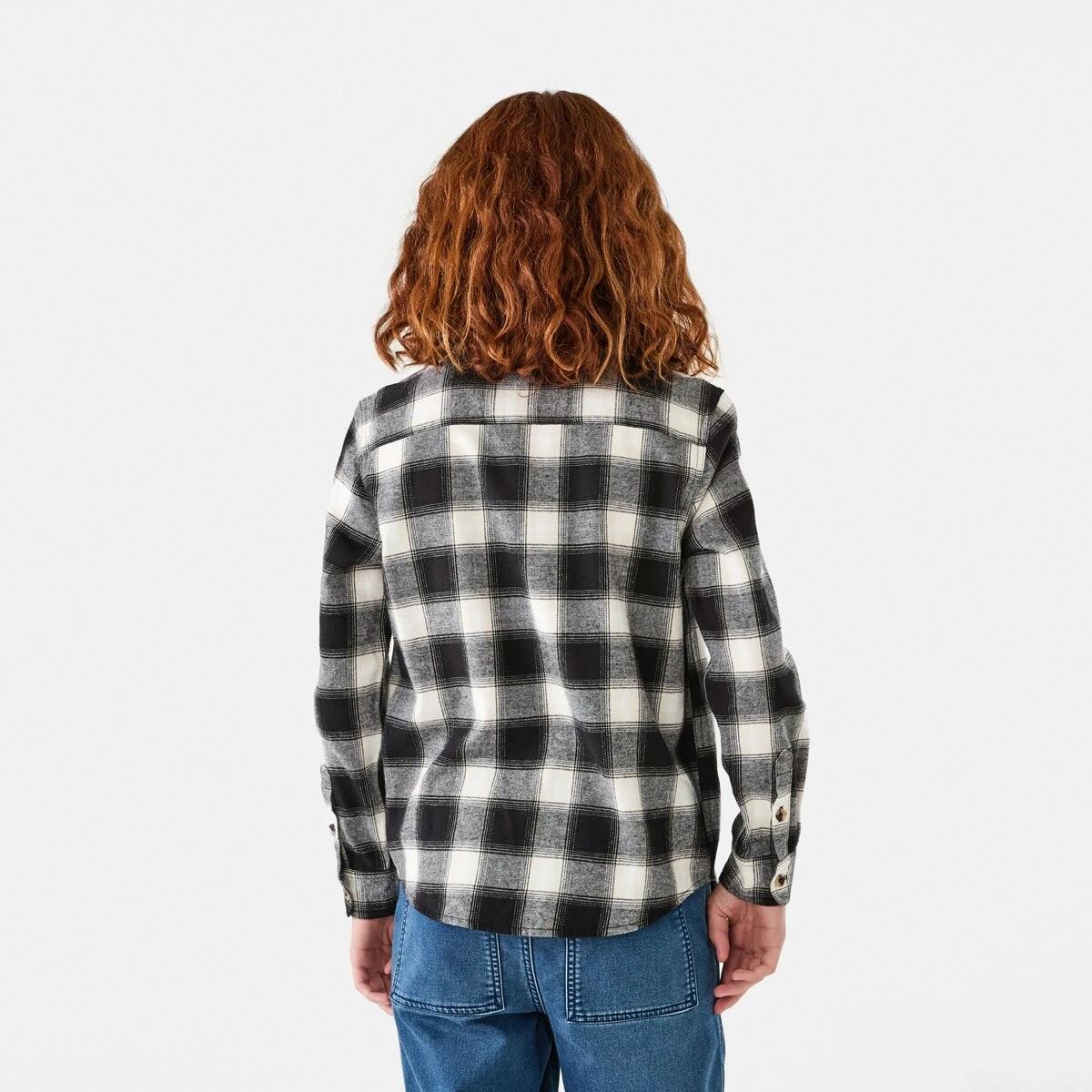 2 Long Sleeve Flannel Shirt Blk Check, 2 of 9