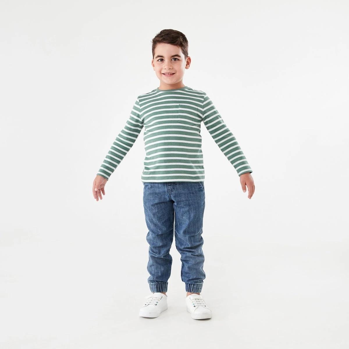 6 Double Cloth Stripe T-shirt Grn Stripe, 6 of 9