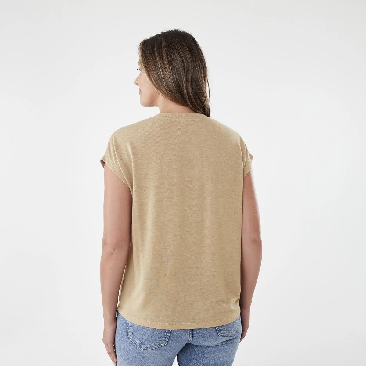 3 Short Sleeve Warm Handle V-Neck Top Sand Mrl, 3 of 6
