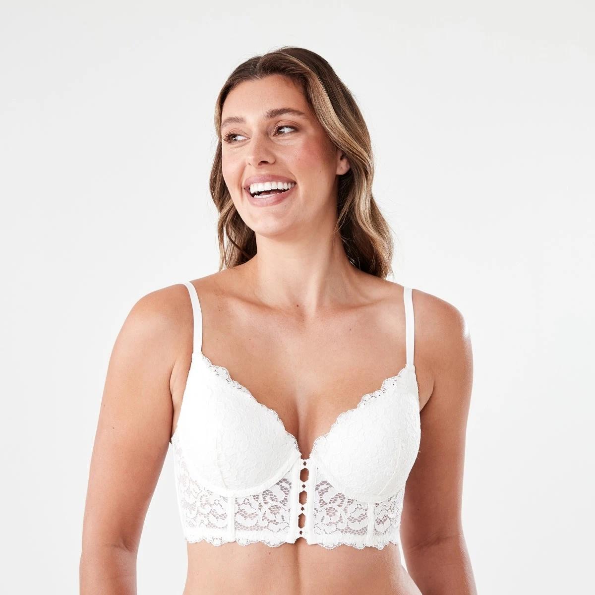 1 Co-ordinated Lace Push-Up Corset Bra OFF WHITE, 1 of 6