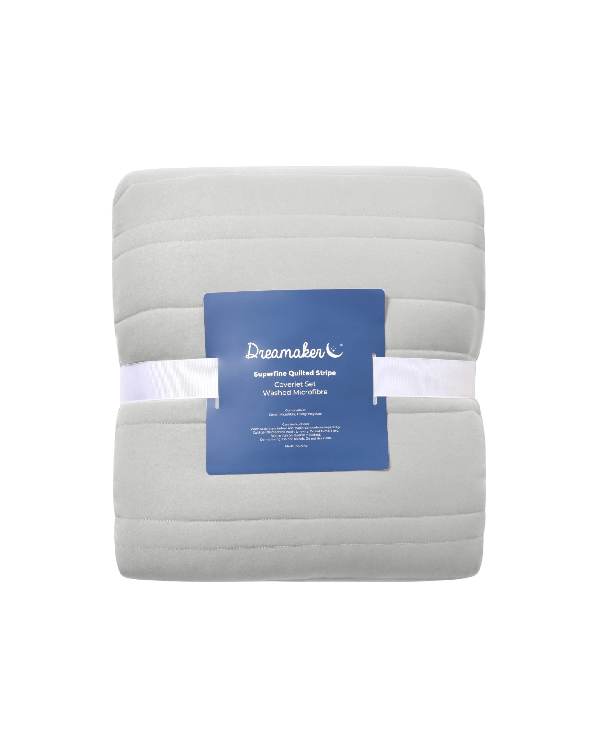 7 Dreamaker Superfine Washed Microfibre Stripe Quilted Coverlet Set - Super King Bed - Dove Grey, 7 of 7