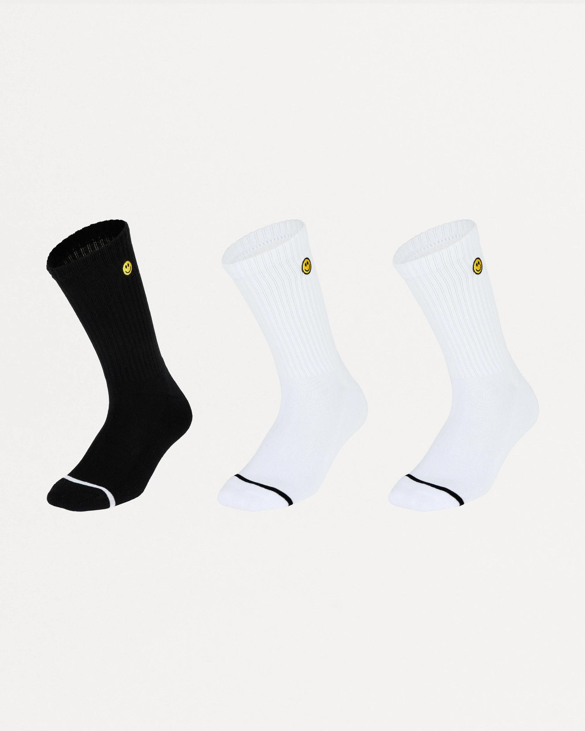 1 3 Pack Ribbed Crew Embroidered Socks Multi Face, 1 of 3