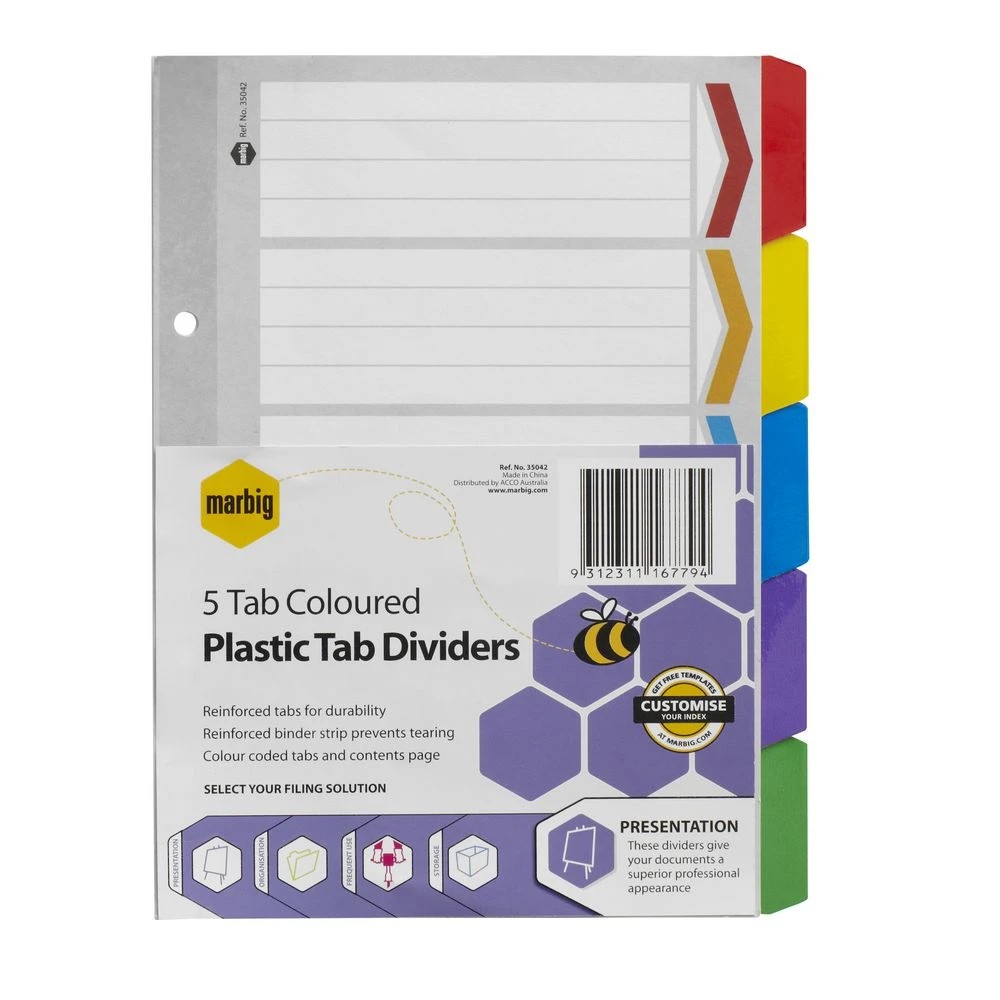 2 Marbig Reinforced A5 5 Tab Divider, 2 of 2