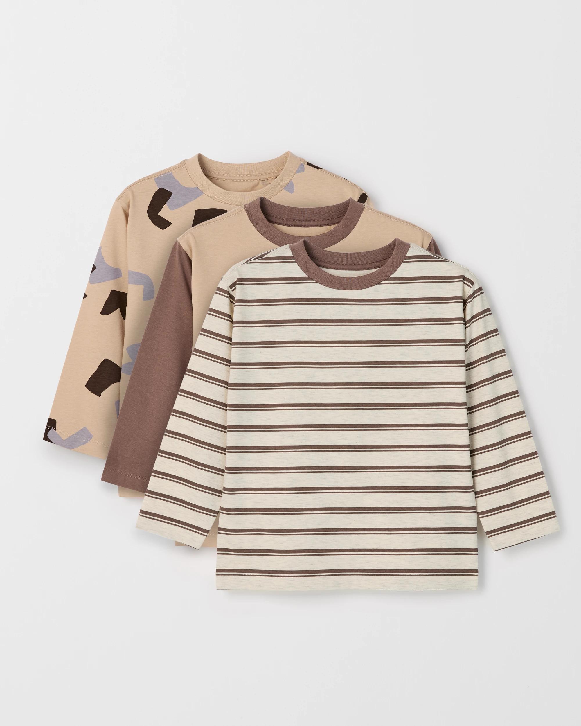 1 Target Kids Australian Cotton 3 Pack Long Sleeve T-Shirts TAN, 1 of 5