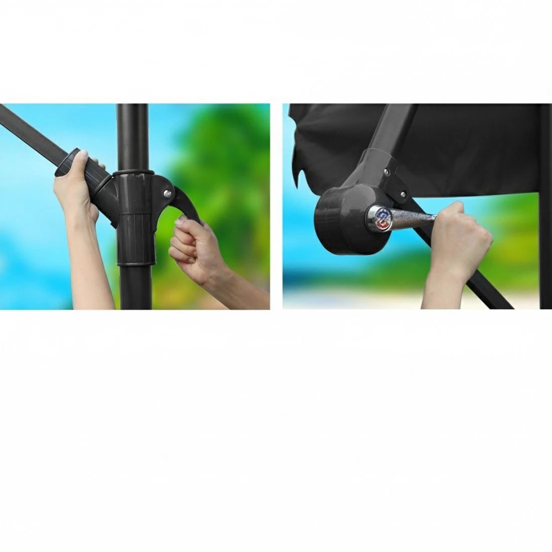 5 Instahut 3m Outdoor Umbrella w/Base Cantilever Beach Garden Patio - Black, 5 of 8