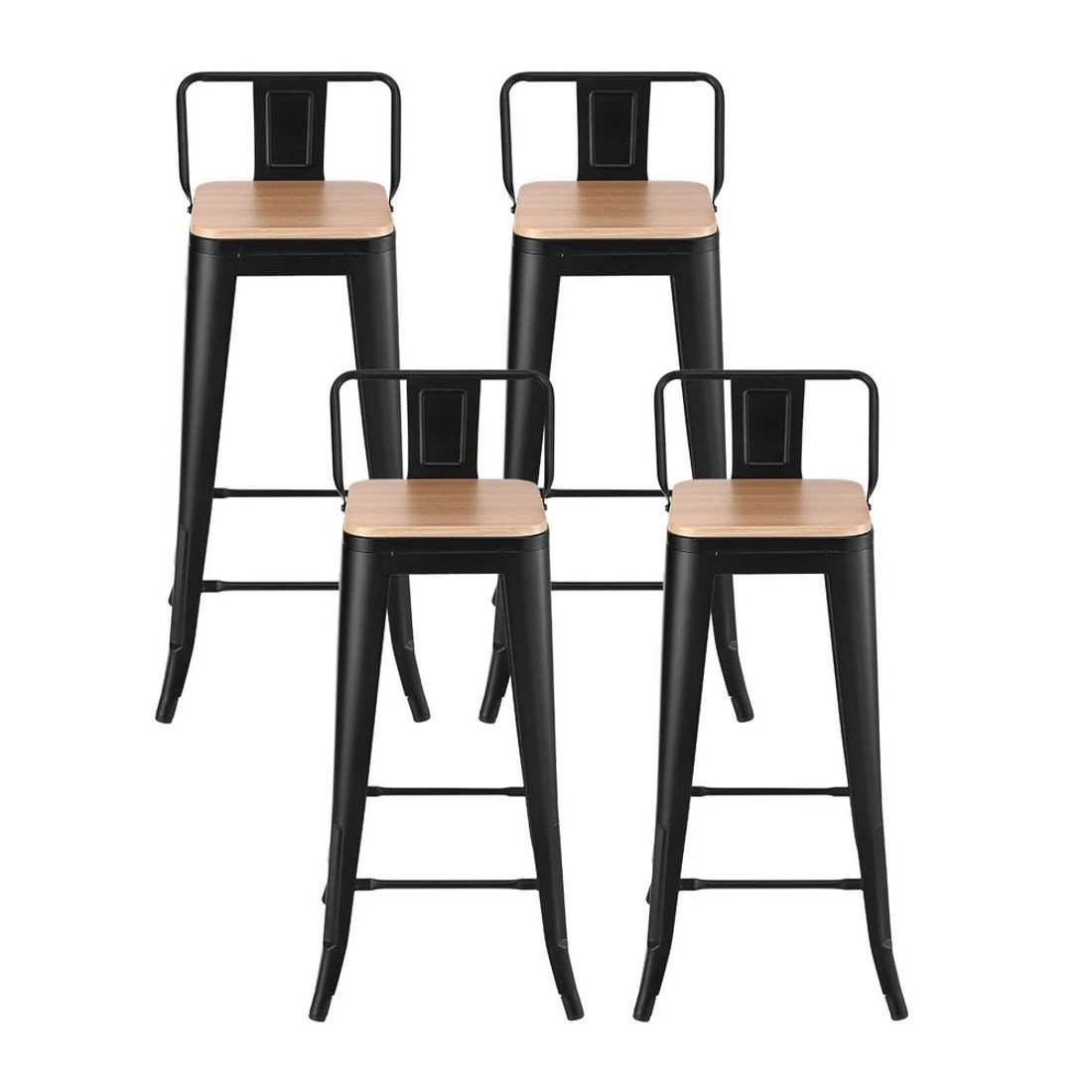 3 Artiss 4x Bar Stools Kitchen Counter High Chair Dining Stackable Metal - Multi, 3 of 8