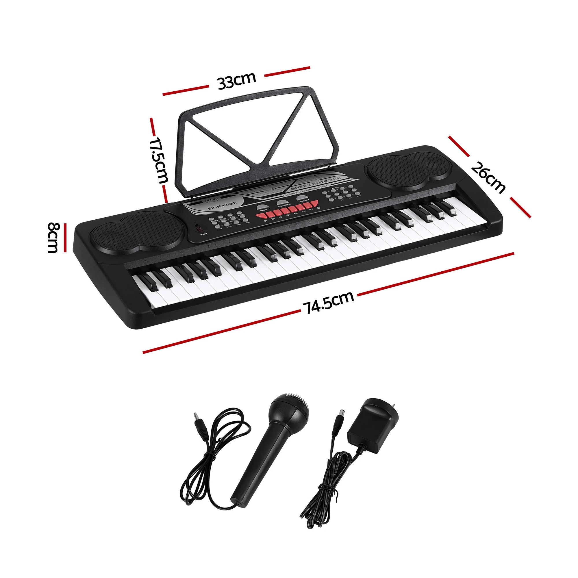 3 Alpha 49 Key Electronic Keyboard Portable Digital Piano Musical Instrument - Black, 3 of 7