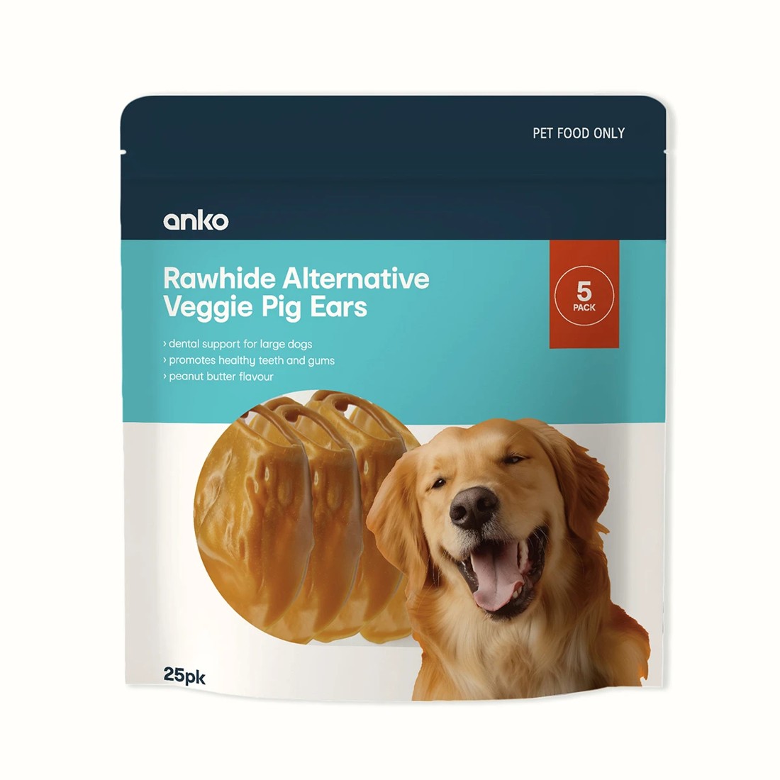 1 5 Pack Pet Treat Veggie Pig Ears - Large, 1 of 3