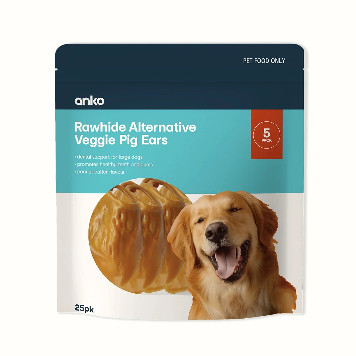 1 5 Pack Pet Treat Veggie Pig Ears - Large, 1 of 3