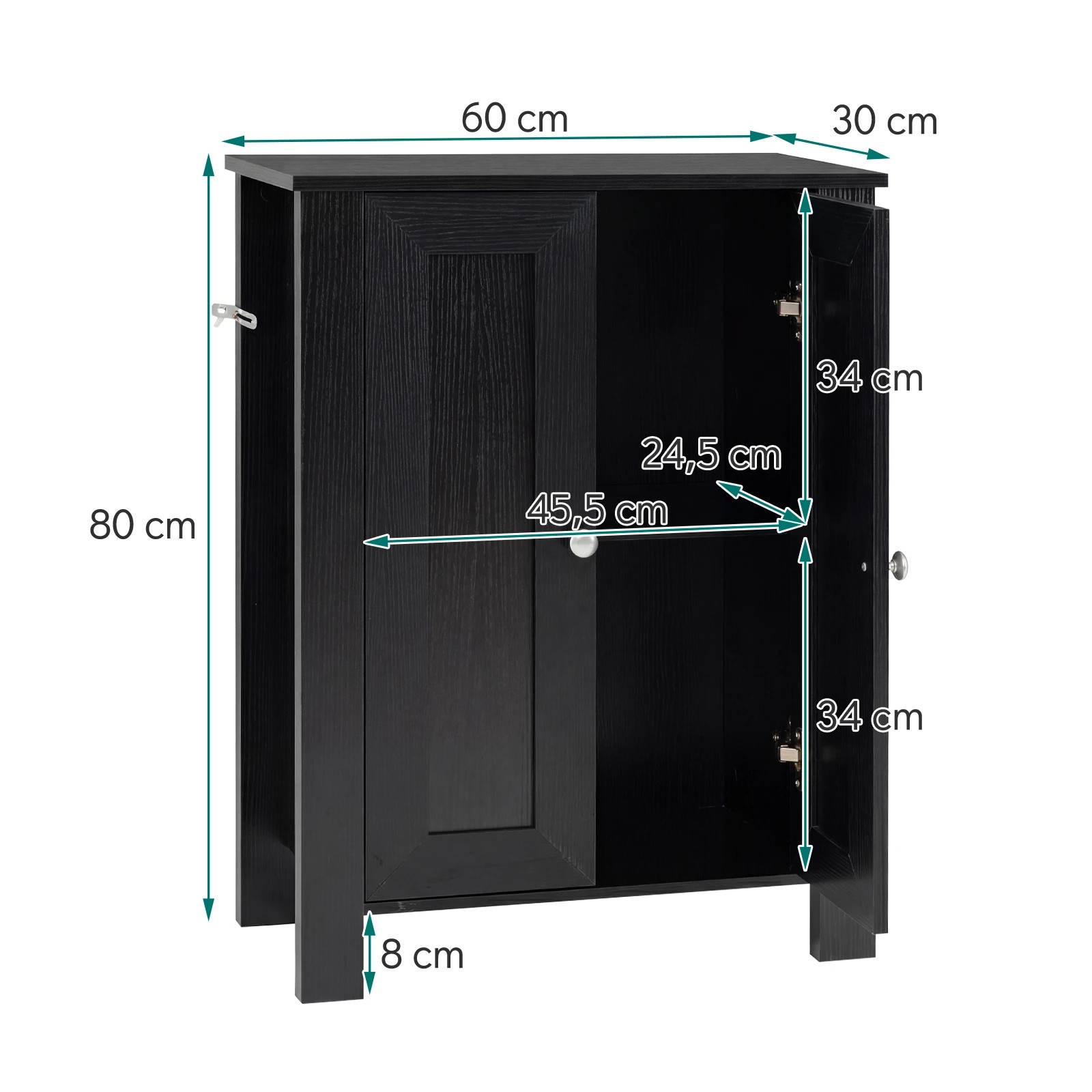 2 Costway 2-Door Bathroom Cabinet Wood Storage Organizer w/Adjustable Shelves, 2 of 8