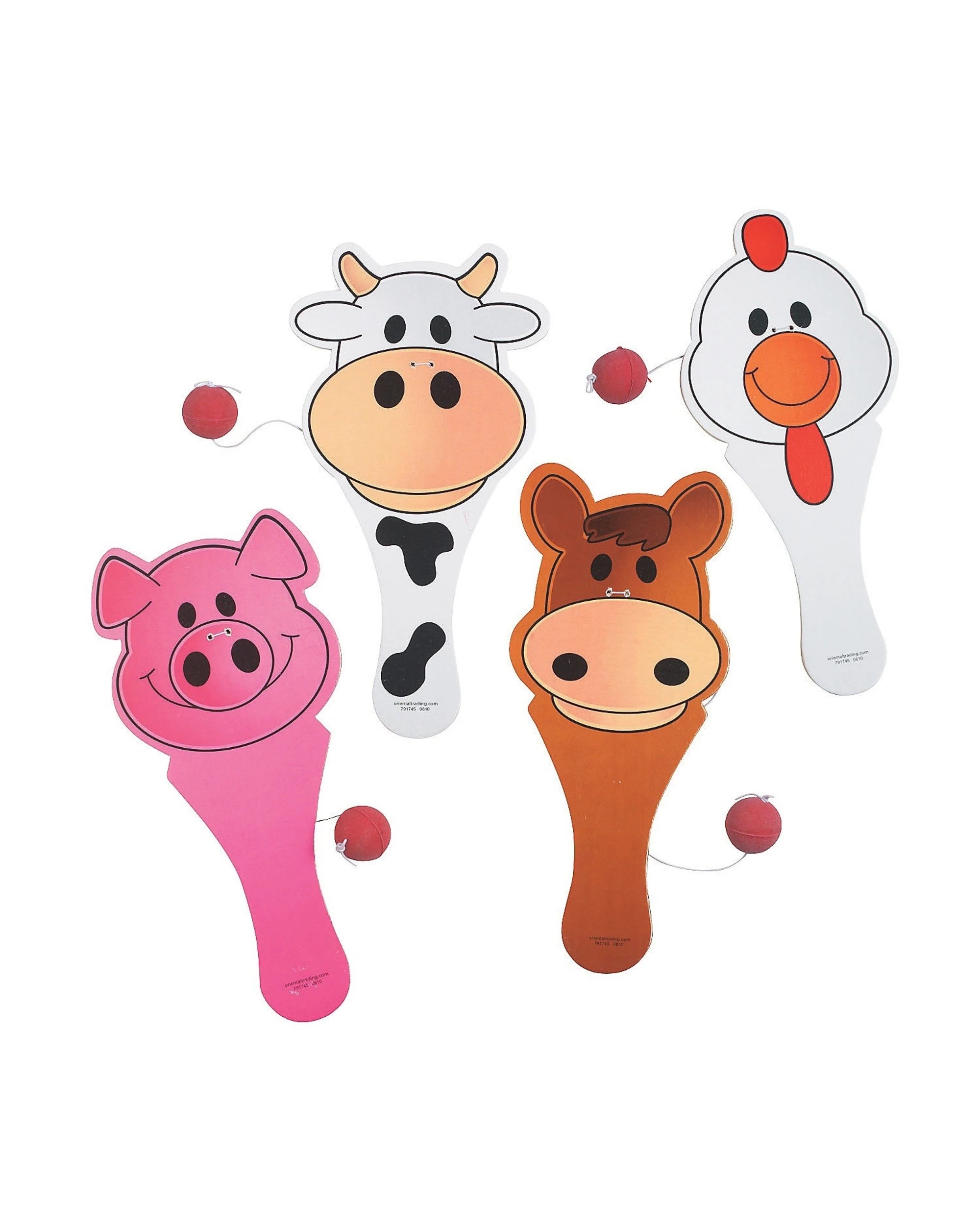 1 Partyrama Farm Animal Paddleball Toys Pack of 12, 1 of 2