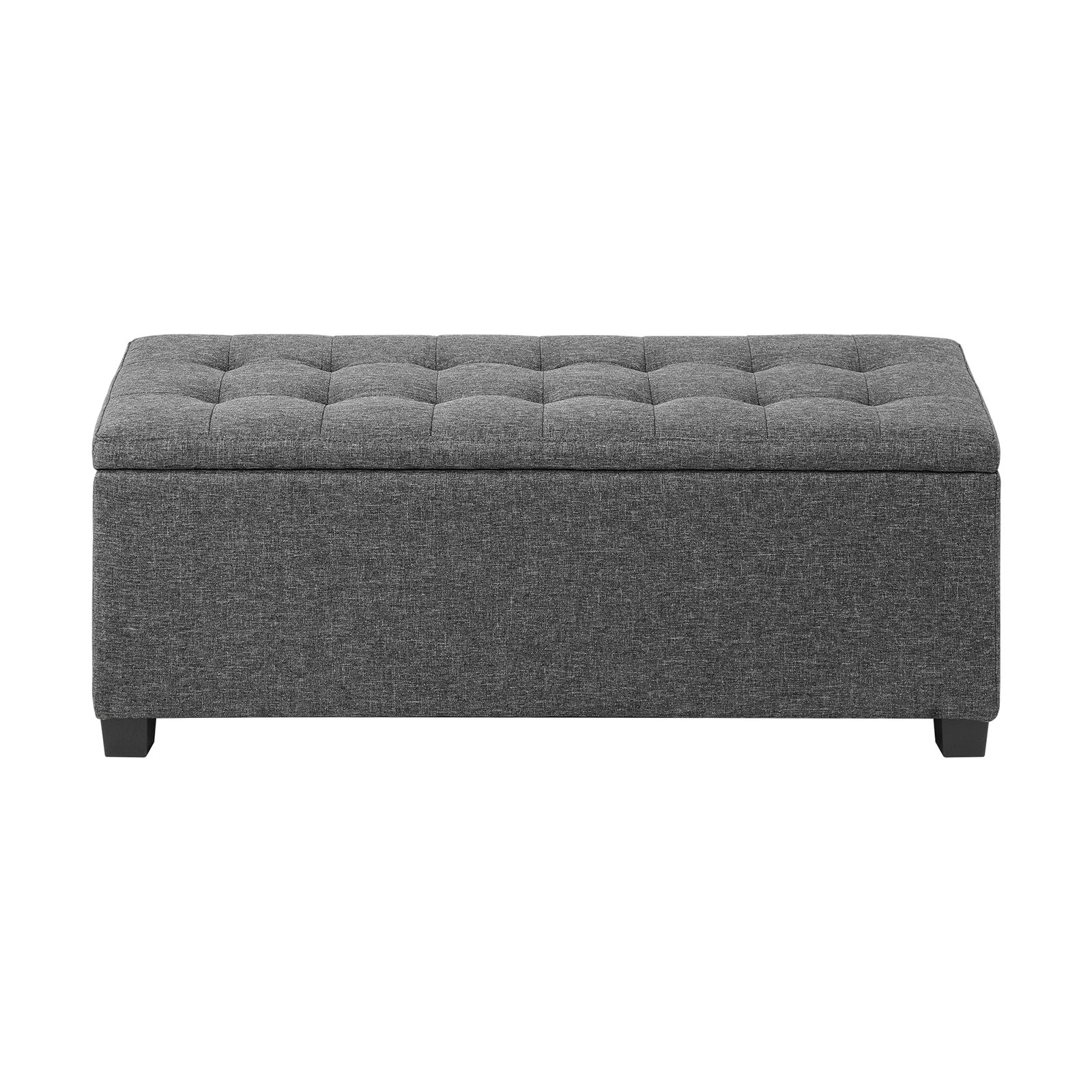 4 Oikiture Storage Ottoman Blanket Box Faux Linen Chest Toy Foot Stool
 - Grey, 4 of 10