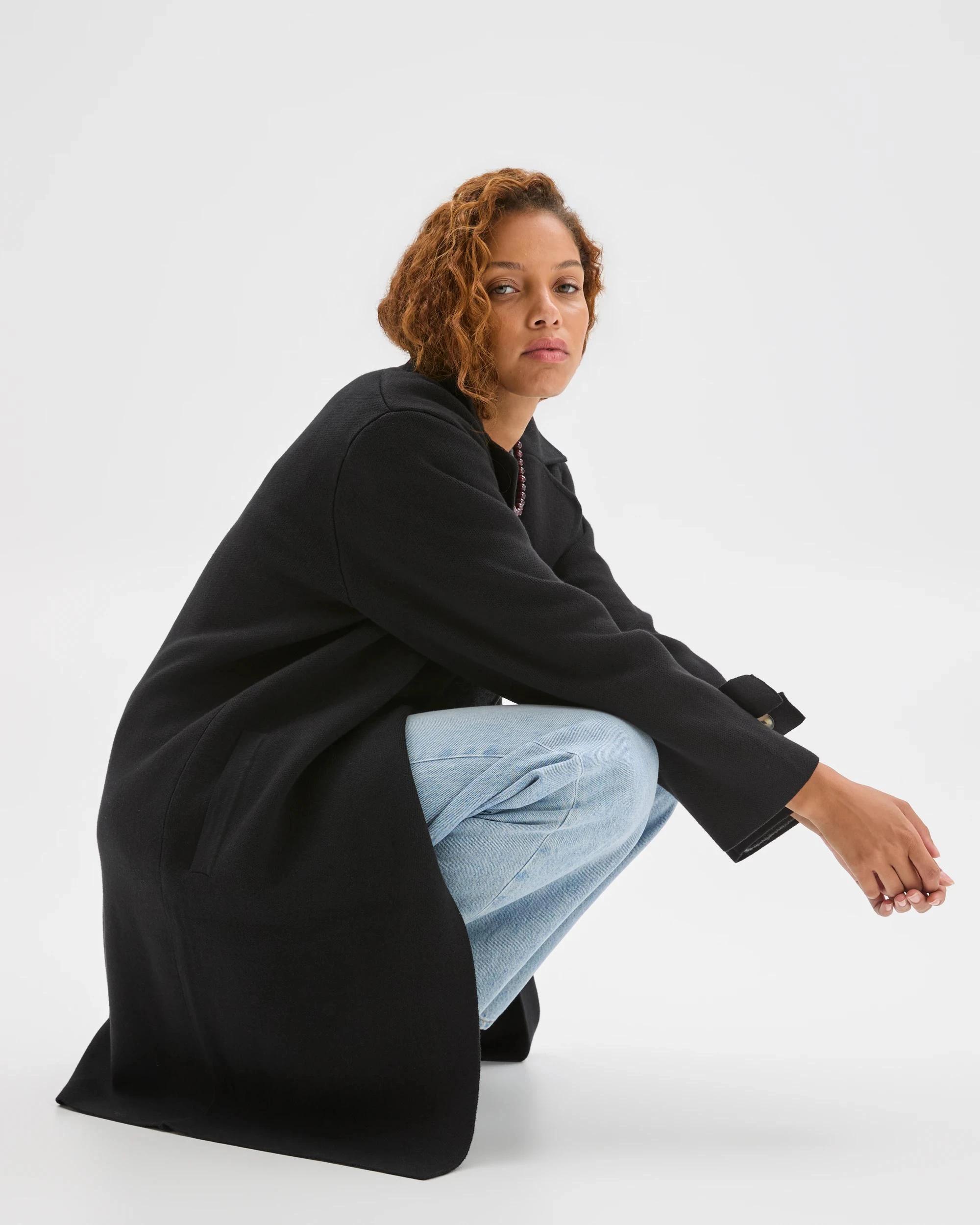 6 Target Woman Australian Cotton Blend Knitted Trench Jacket BLACK, 6 of 7