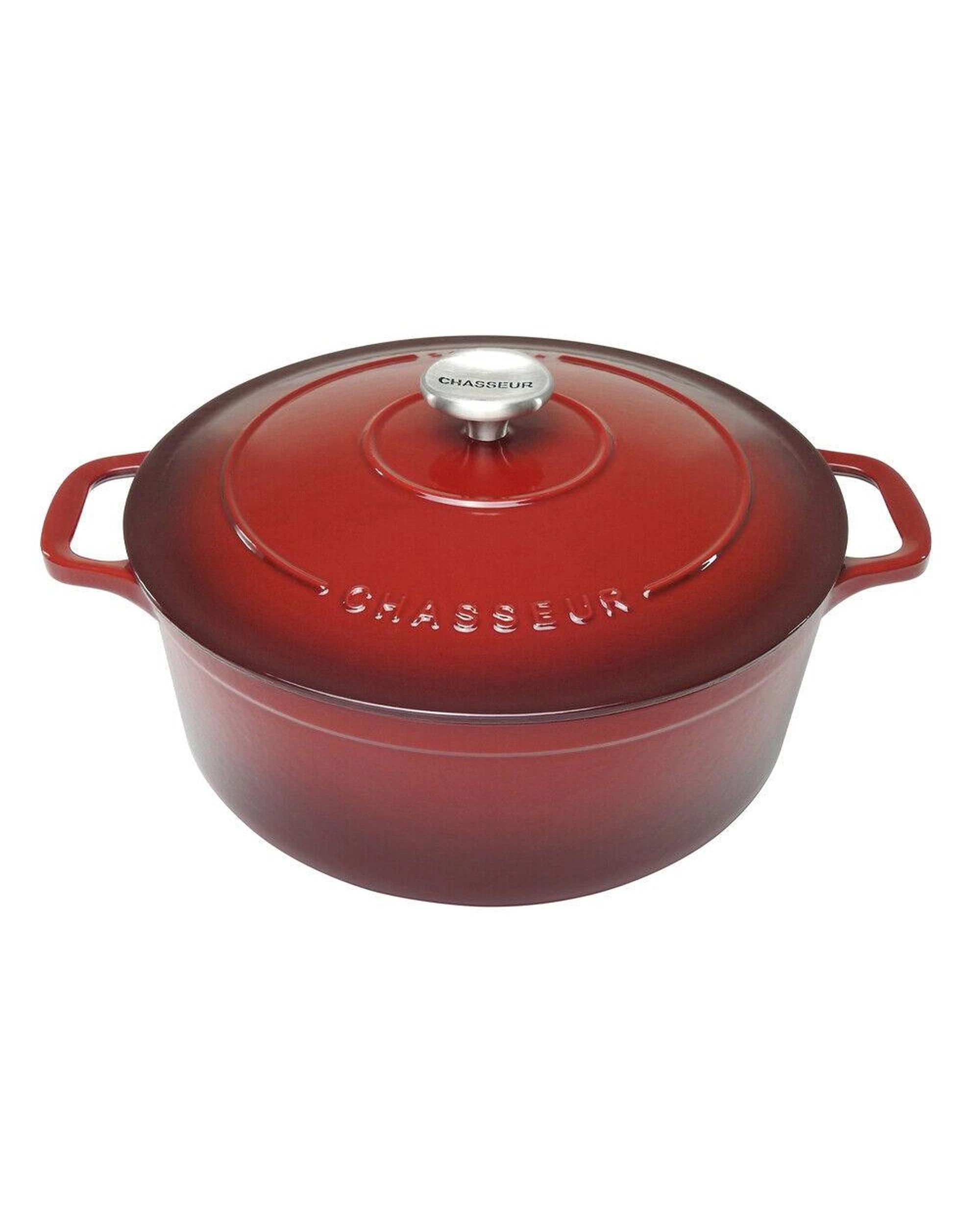 1 Chasseur Round French Oven 26cm  5 Litre Bordeaux  Cast Iron - Red, 1 of 4