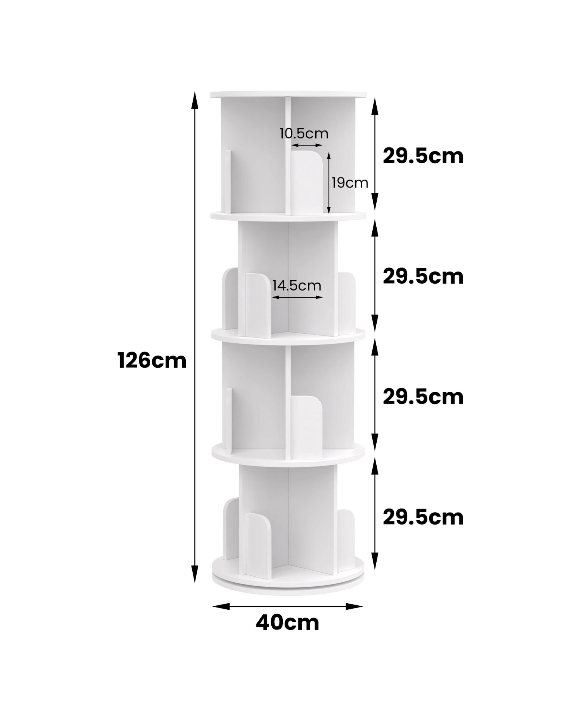 2 Advwin 4-Tier Rotating Bookshelf 360 Spin Book Organizer Corner Storage Rack Display Unit  40x126cm, 2 of 8