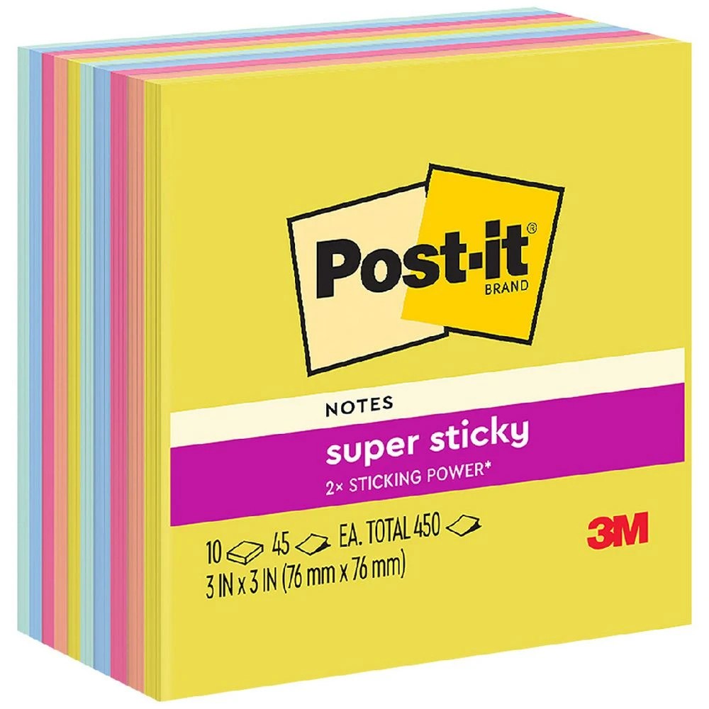 1 Post-it Super Sticky Notes 76 x 76 mm Summer Joy 10 Pack, 1 of 10