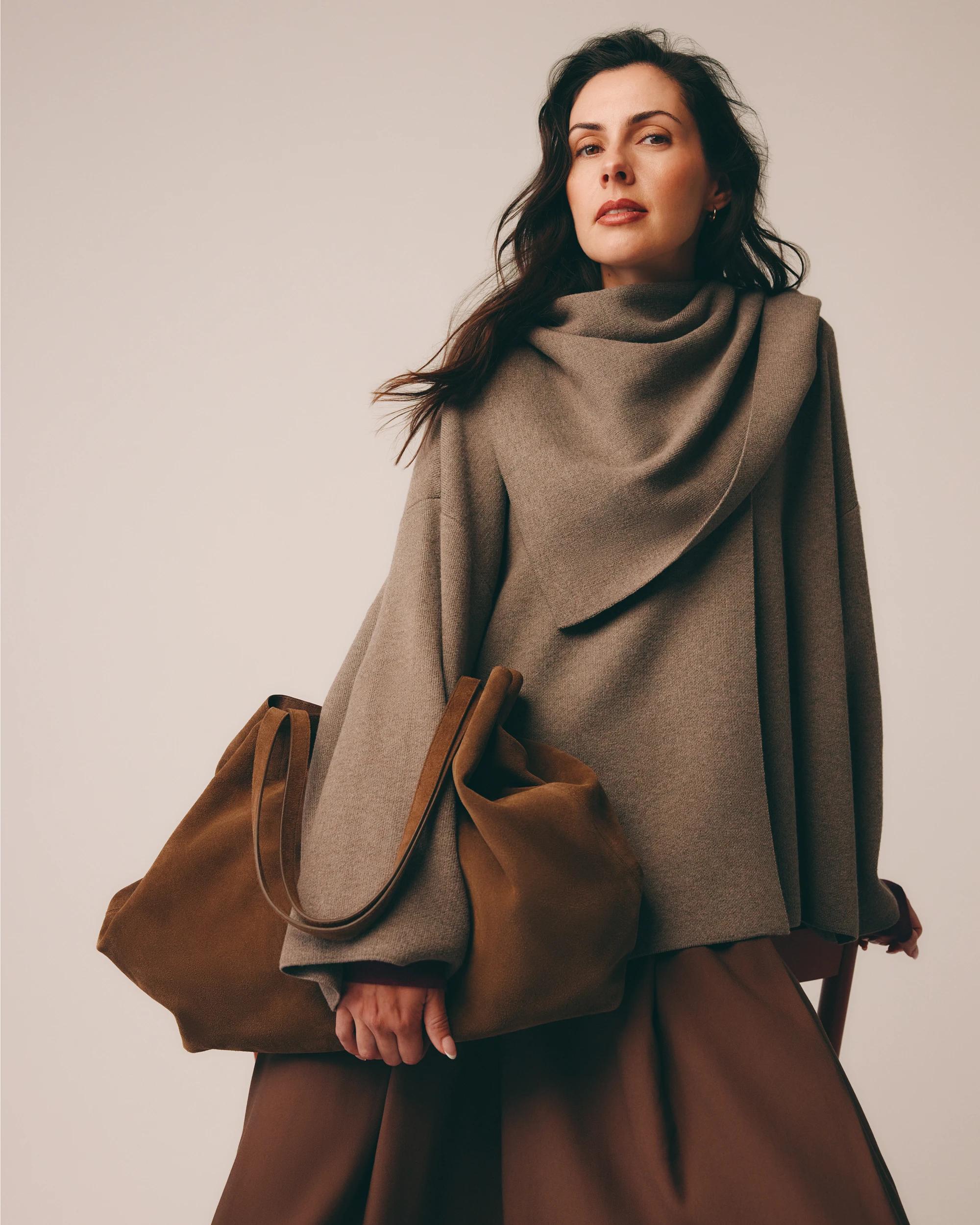 9 Target Woman Wrap Scarf Knitted Coat DARK TAUPE MARLE, 9 of 9