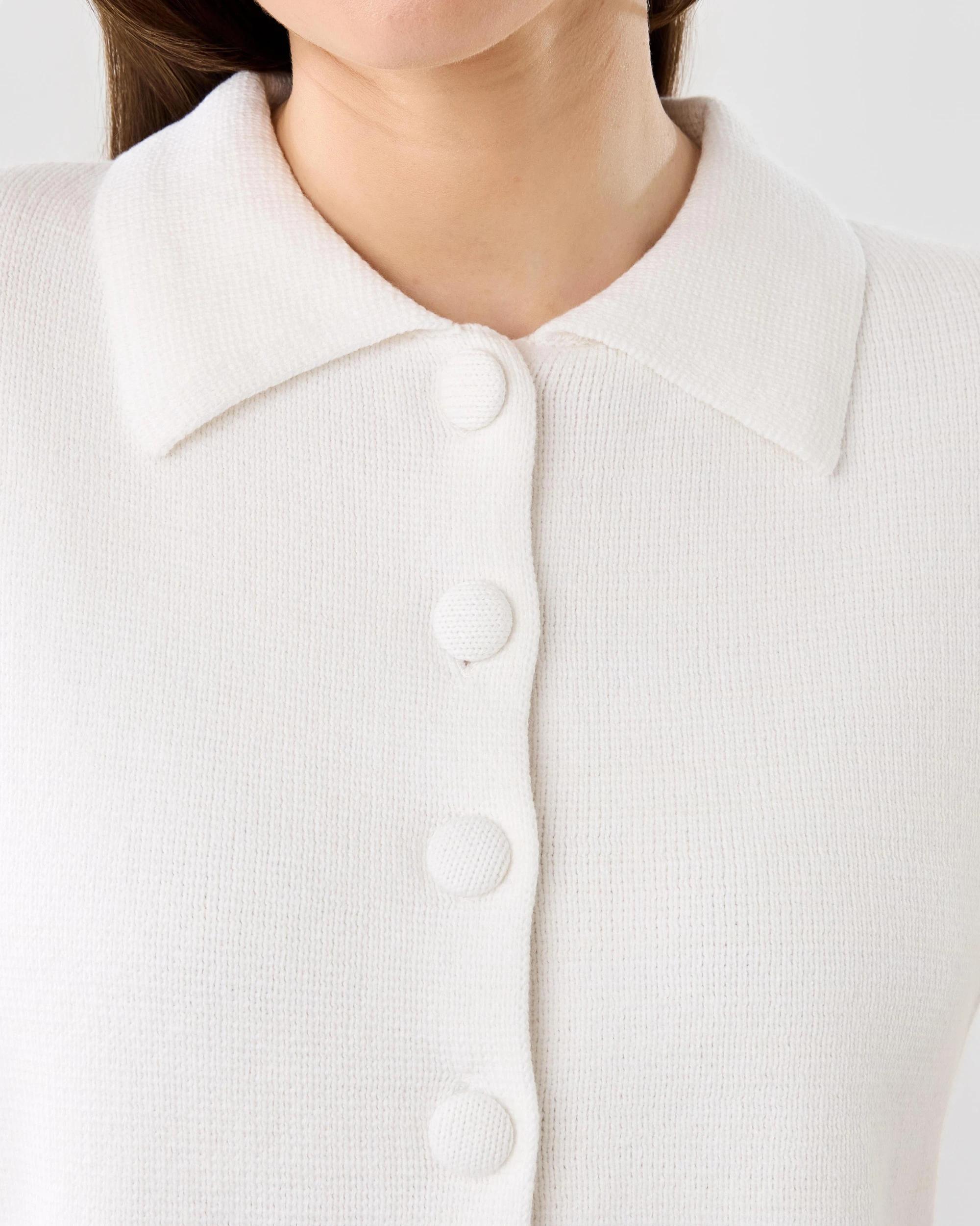 5 Short Sleeve Peplum Knit Cardigan White, 5 of 7