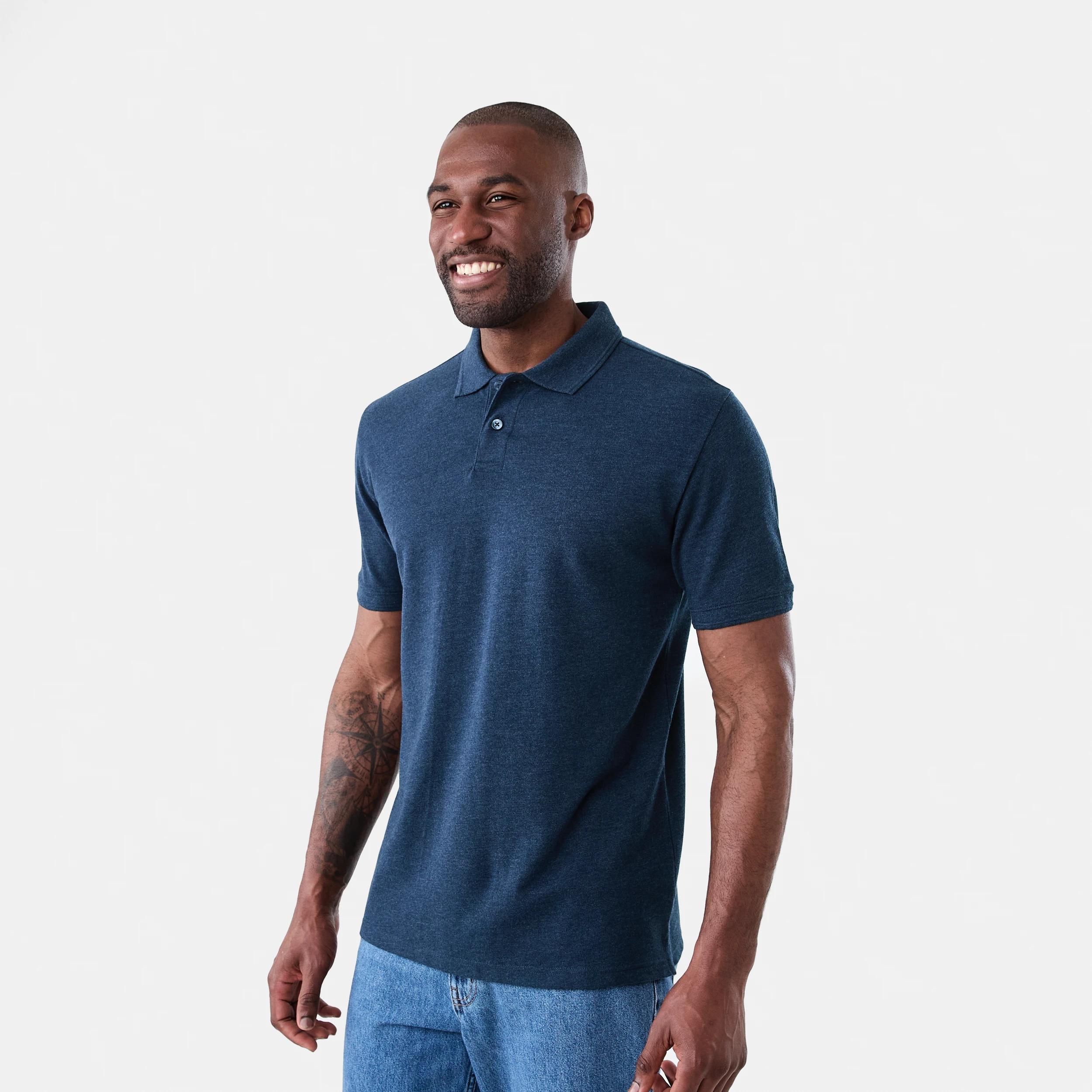 2 Pique Polo Shirt NAVY MARLE, 2 of 5