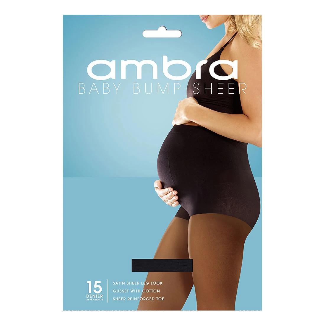 1 Ambra 1 Pack 15 Denier Baby Bump Sheer Pantyhose BLACK
