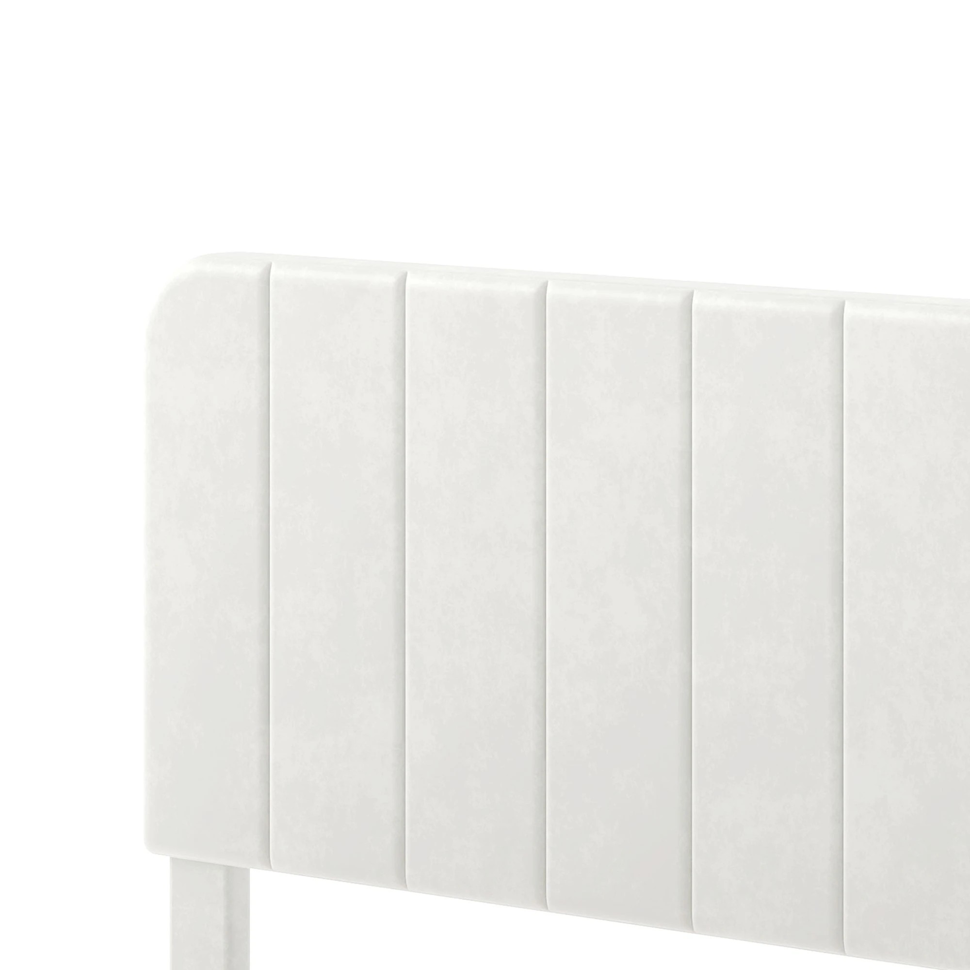 4 Levede Frame Upholstered Platform Bedframe With Adjustable Velvet Headboard - White, 4 of 9
