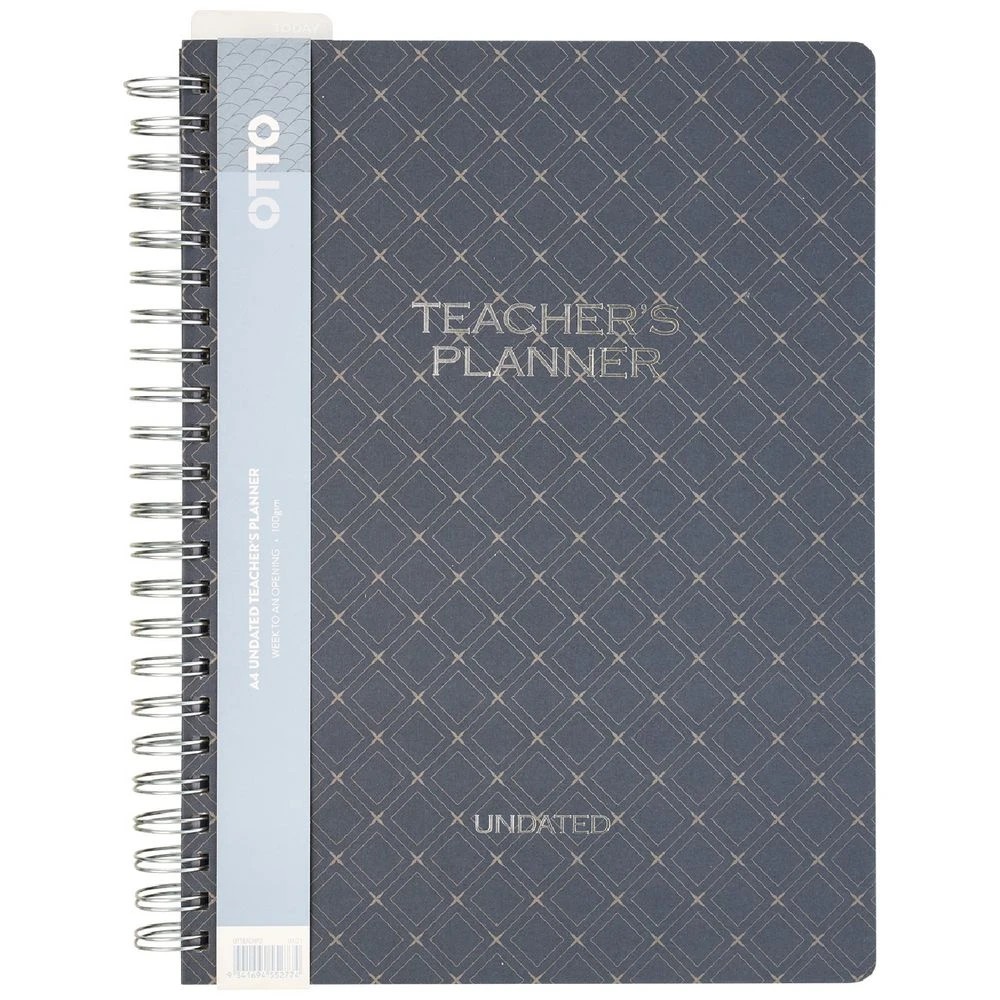 1 Otto A4 Teachers' Undated Planner Geo Black, 1 of 10