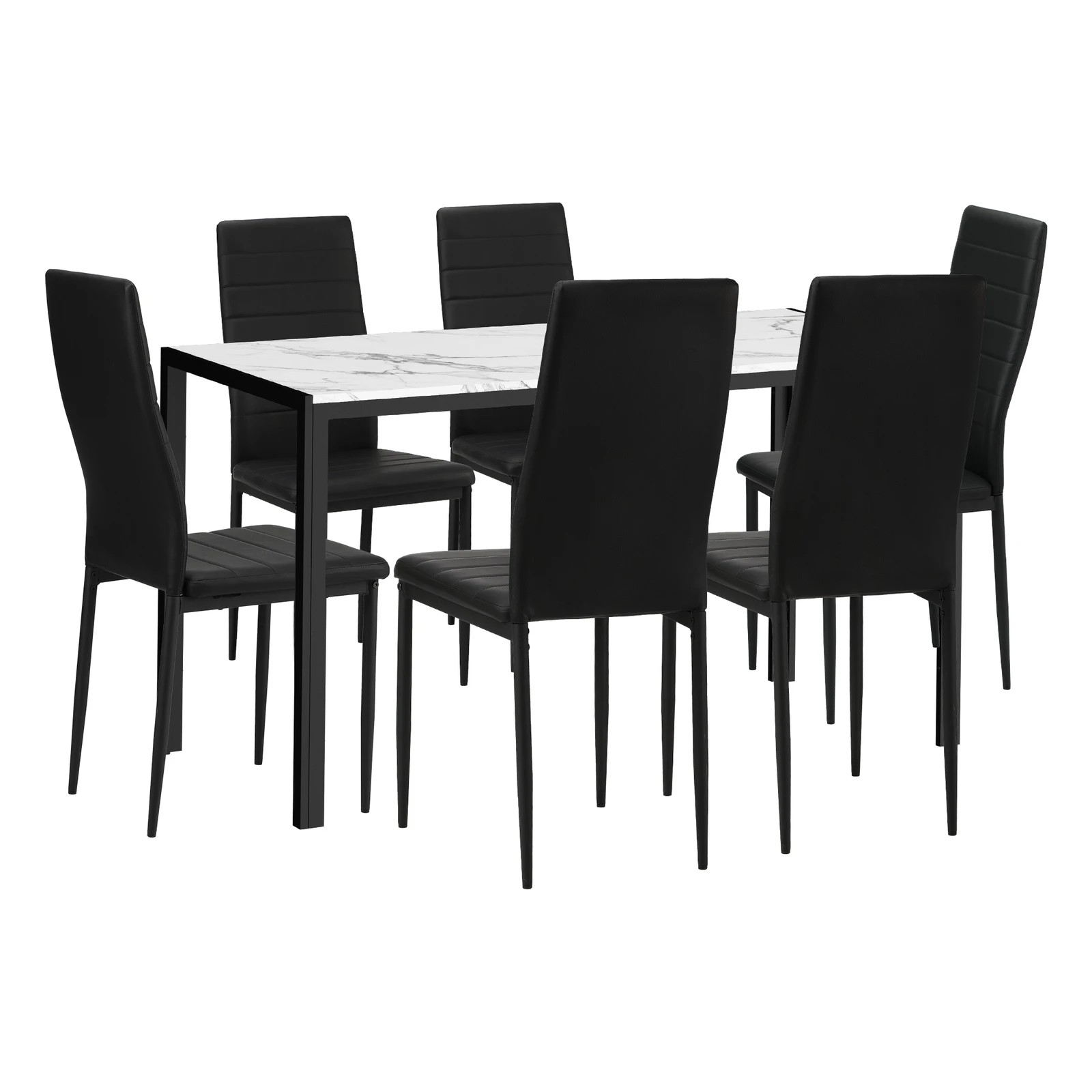 1 Oikiture 140cm Rectangle Dining Table With 6pcs Dining Chairs Marble
 - Multi, 1 of 7