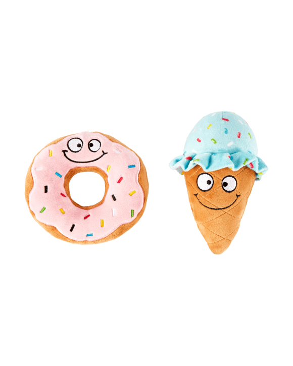 2 Pack Ice Cream and Donut Chew Pet Toy