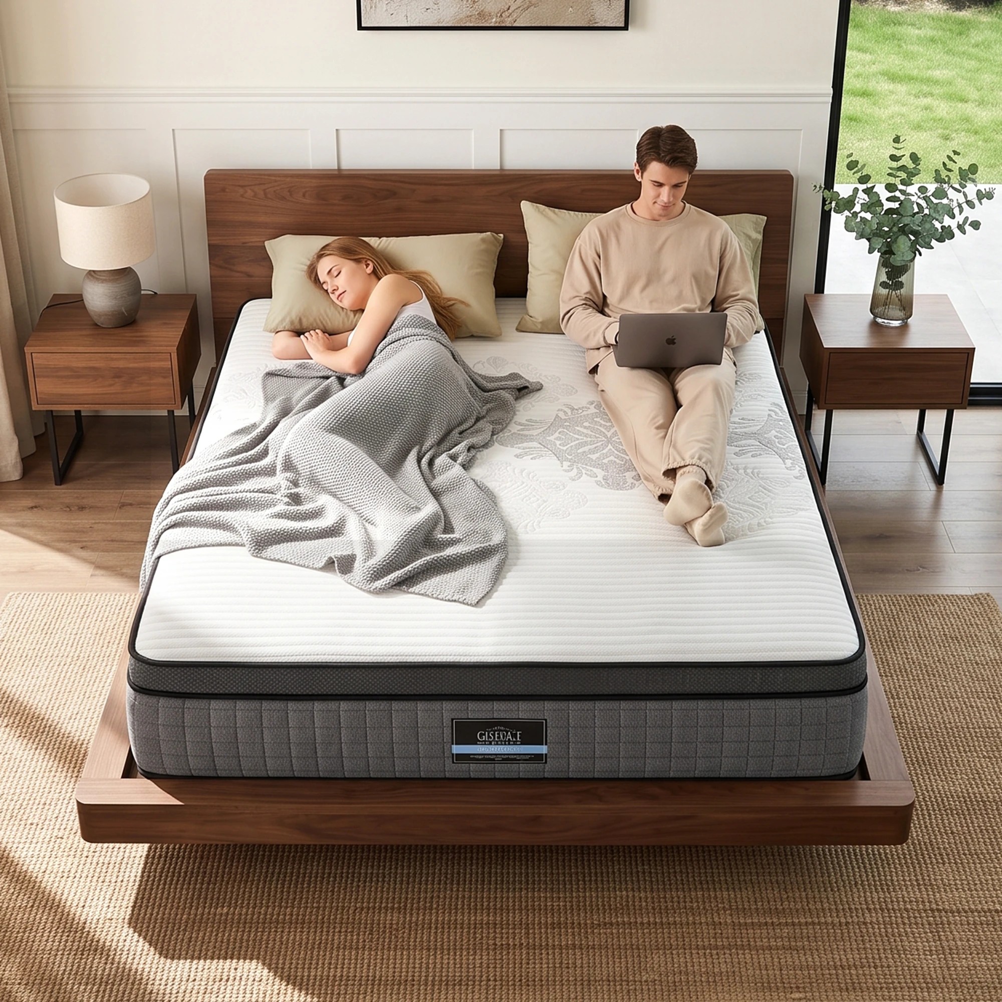 8 Giselle Bedding Mattress 37cm Adjustable Firmness Cool Gel Memory Foam Dual-Zone Flippable - Queen Bed - Grey, 8 of 8