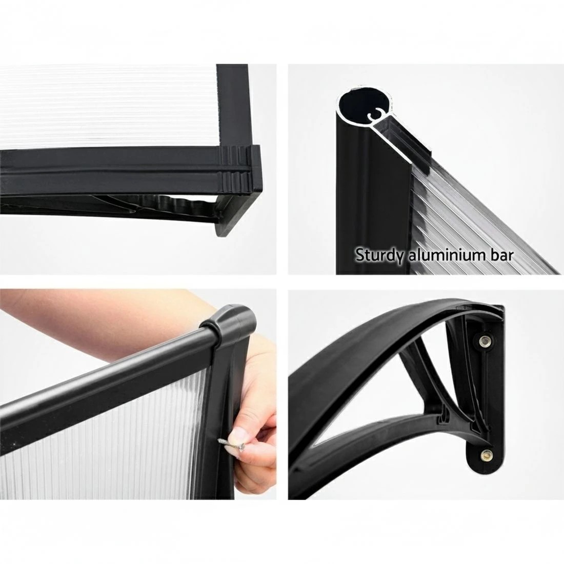 4 Instahut Window Awning Door Canopy 1m x 4m Transparent Sheet  Plastic - Clear, 4 of 5
