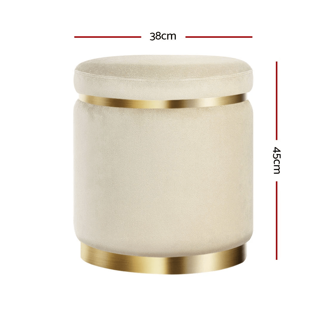 2 Artiss Ottoman Foot Stool Round Velvet - Beige, 2 of 6