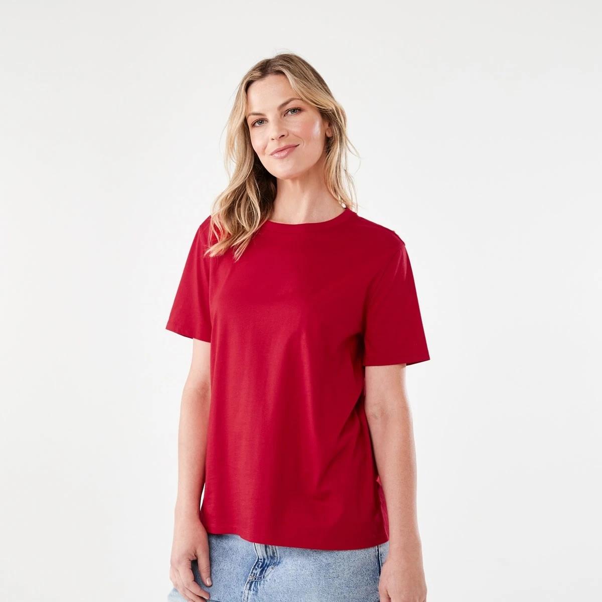 2 Short Sleeve Australian Cotton T-shirt DEEP CHERRY, 2 of 5