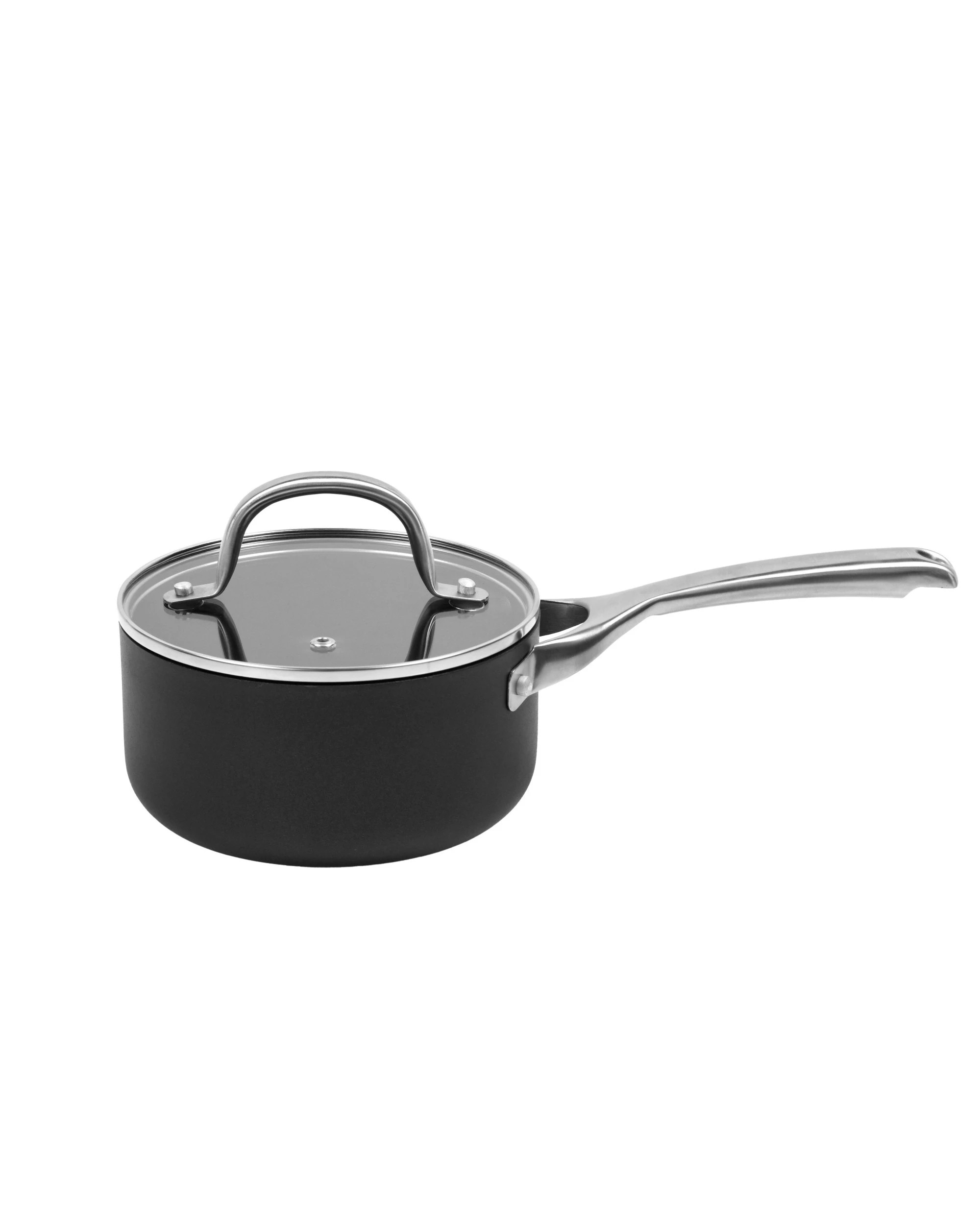 3 Gourmet Kitchen Meteore Non-Stick Saucepan with Flat Lid 16cm - Black and Silver, 3 of 7