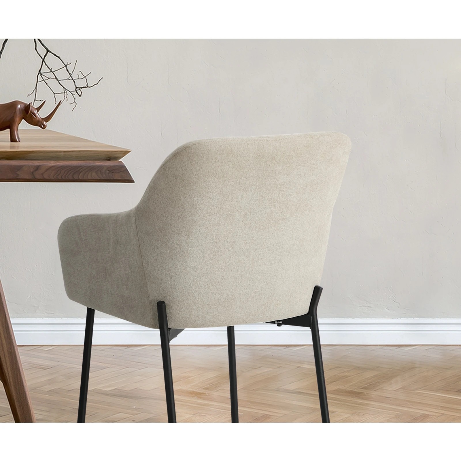 5 Oikiture 4x Dining Chairs Kitchen Accent Armchairs Linen Fabric - Beige, 5 of 10