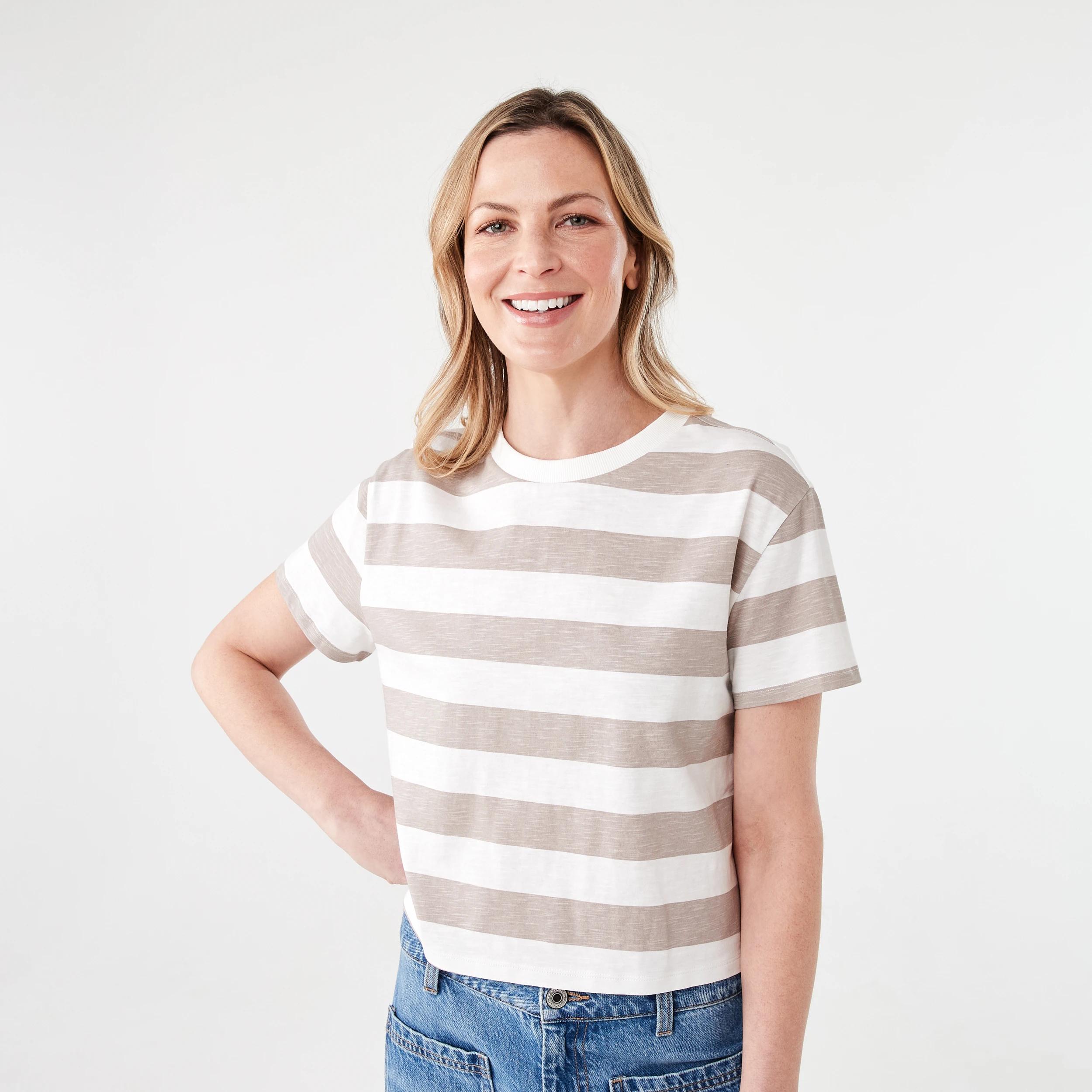 1 Short Sleeve Shrunken T-shirt WIDE STRIPE FADED STRIPE, 1 of 5
