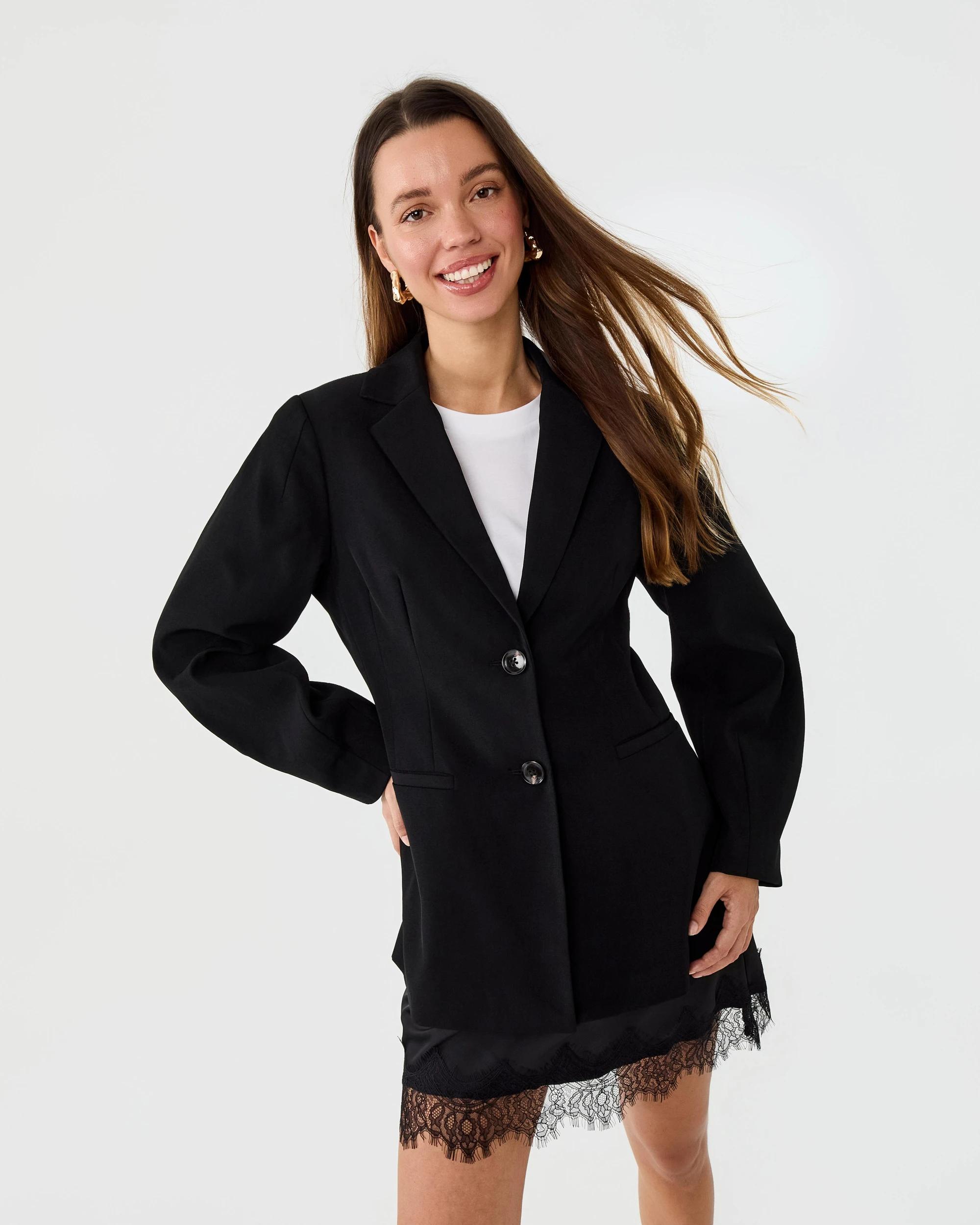 1 Barrel Sleeve Blazer Black, 1 of 10
