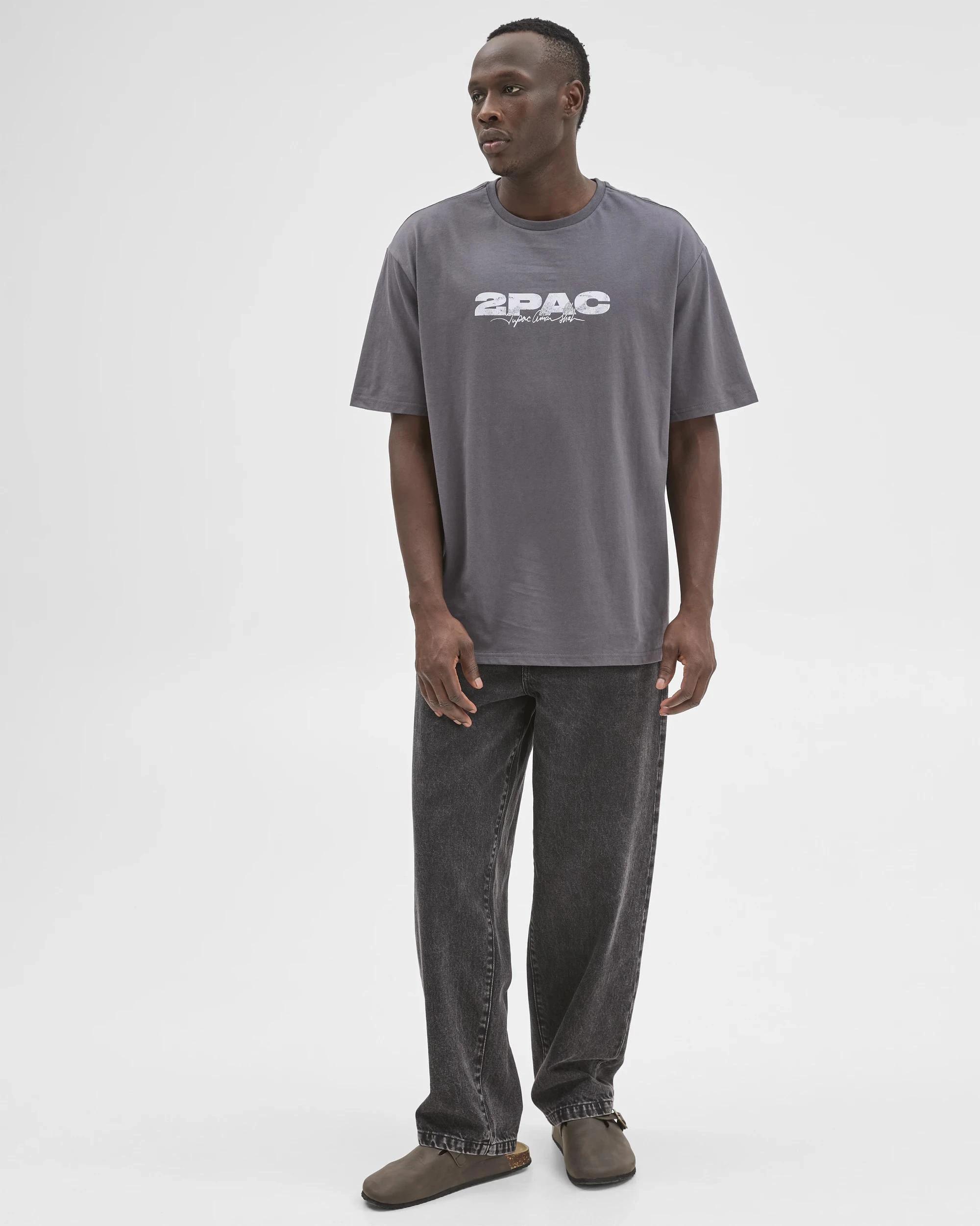 1 Licensed Australian Cotton Tupac Relaxed T-Shirt BLACK, 1 of 6