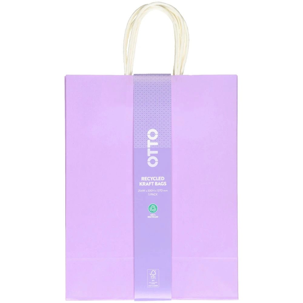 2 Otto Kraft Bag Medium Lilac 5 Pack, 2 of 2