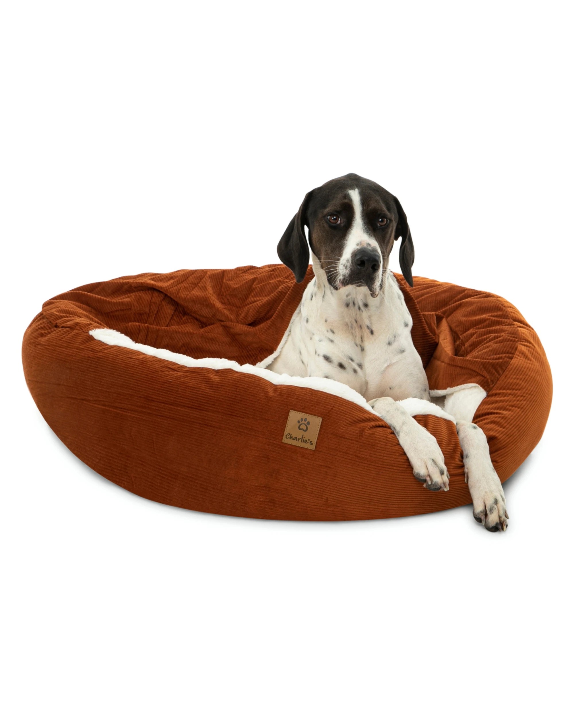 3 Charlie's Snookie Hooded Corduroy Calming Dog Bed Large - Terracotta, 3 of 9