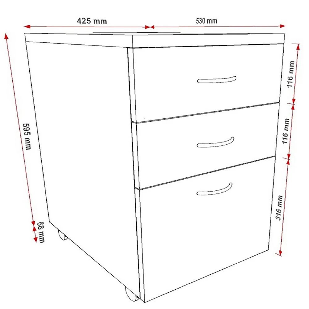 4 Velocity 3 Drawer Pedestal White and Ironstone Cabinets Pedestals, 4 of 5