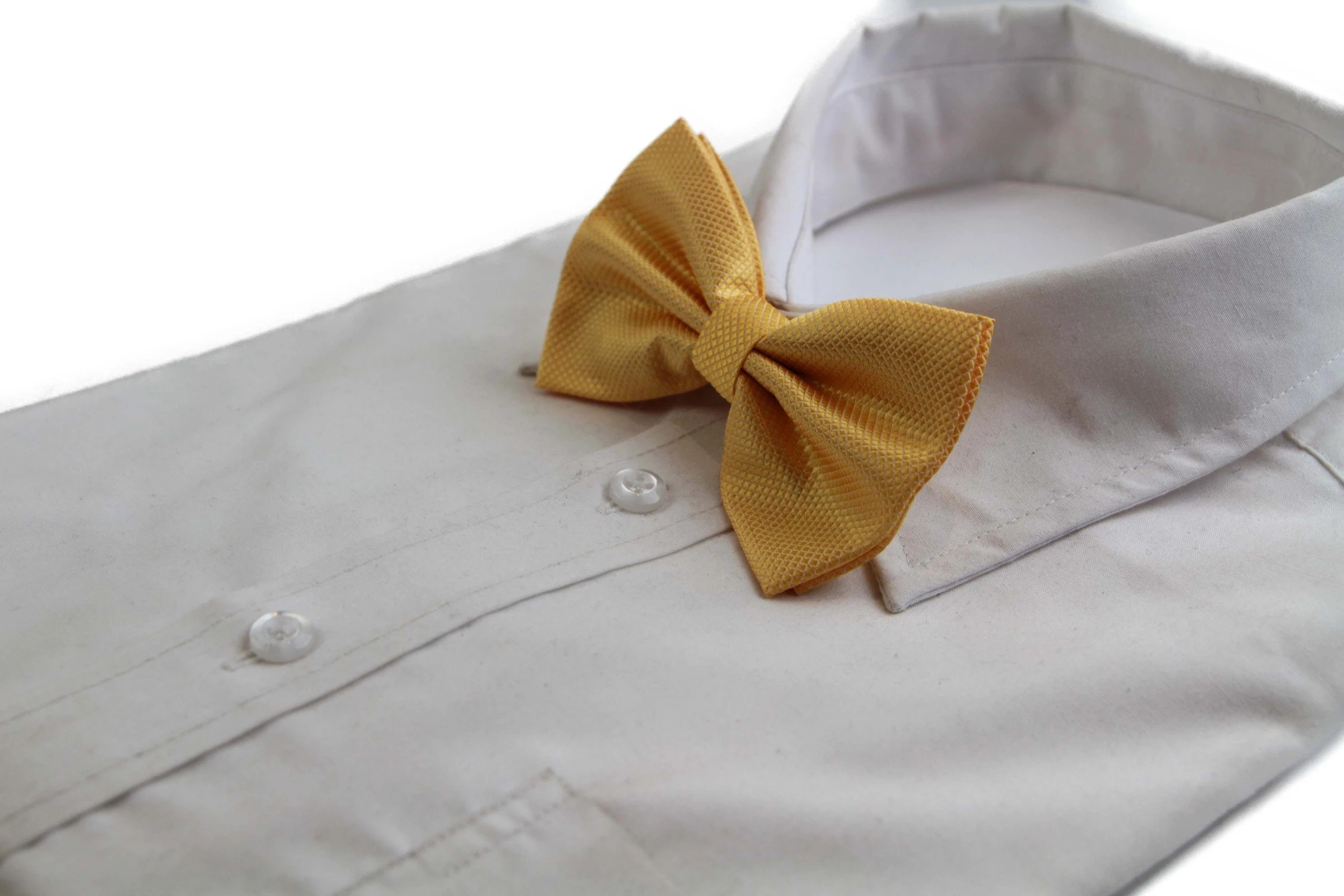 1 Zasel Mens Warm Yellow Plain Coloured Checkered Bow Tie - Yellow, 1 of 2