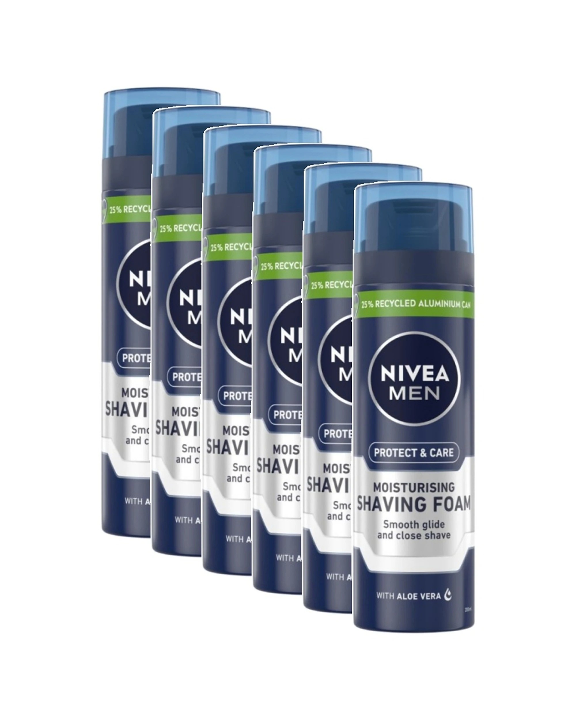 1 Nivea 6PK Men Shaving Foam Protect Care Moisturising With Aloe Vera 200mL - Multi, 1 of 4