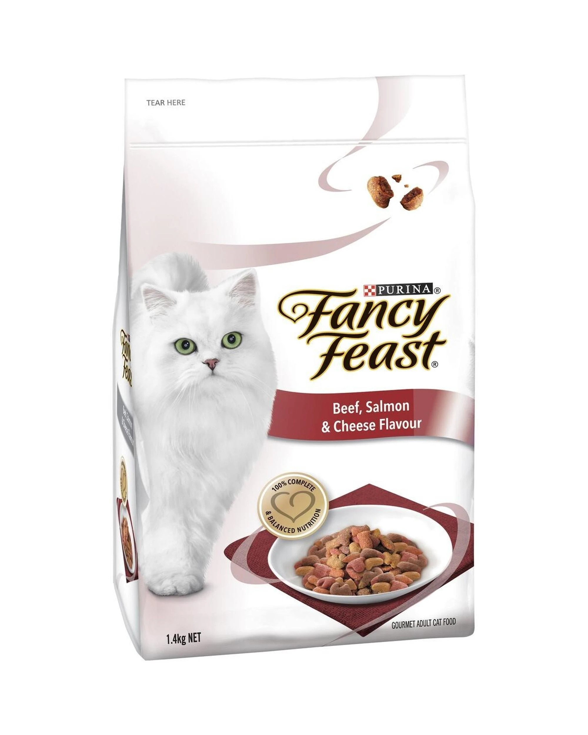 1 Fancy Feast Dry Cat Food Beef Salmon & Cheese 1.4kg, 1 of 2
